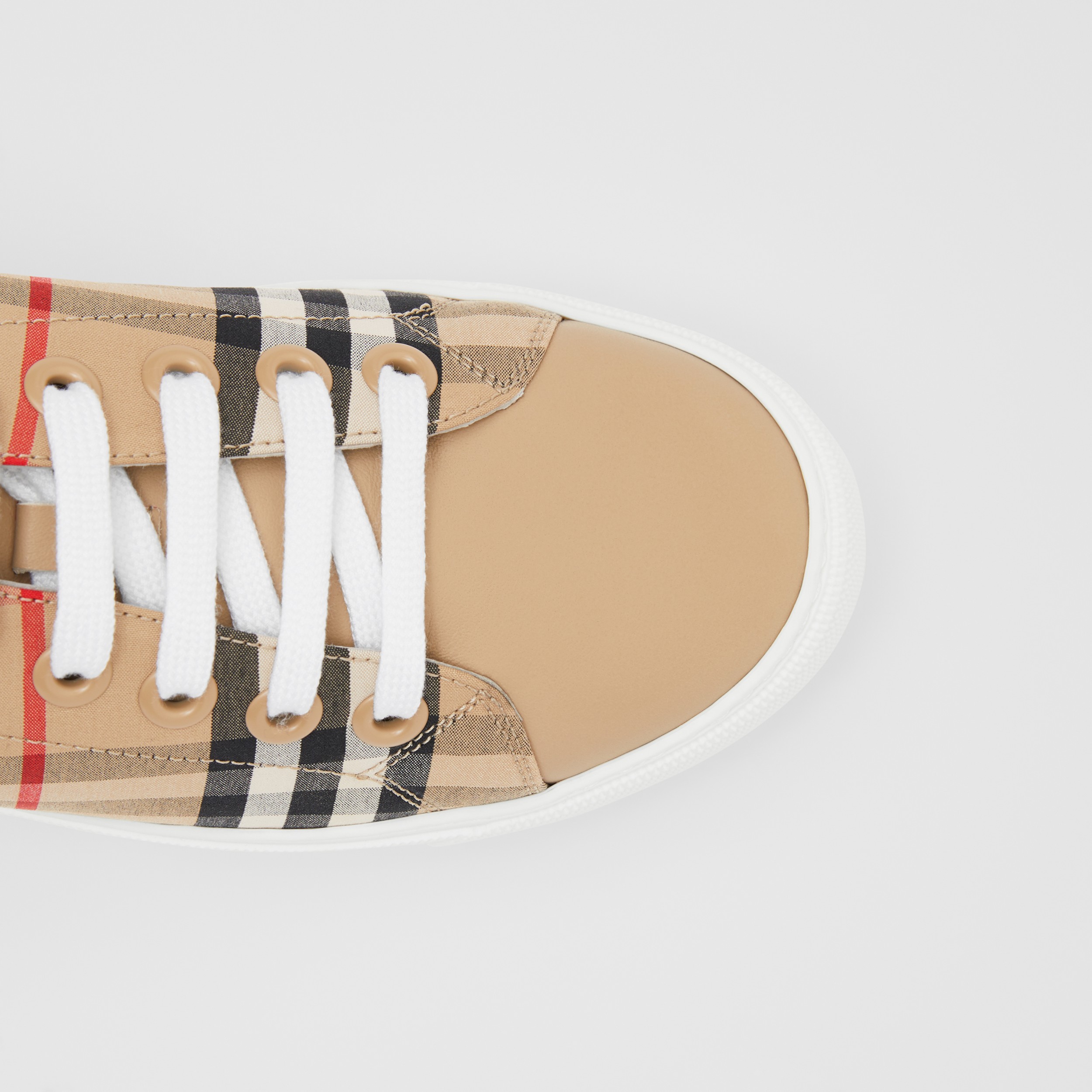 Vintage Check and Leather Sneakers in Archive Beige - Women | Burberry® Official - 2