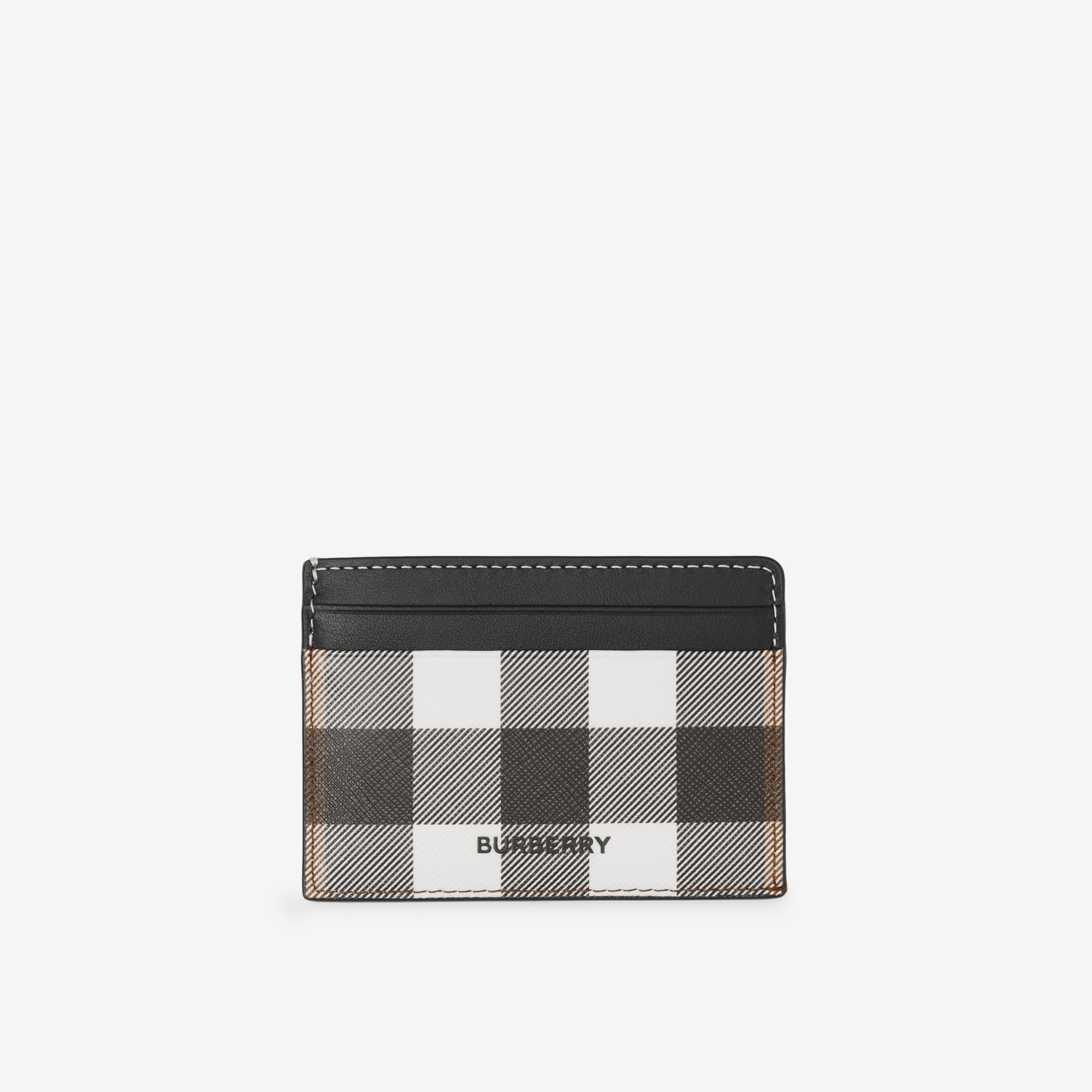 Check and Leather Card Case in Dark Birch Brown - Men | Burberry® Official