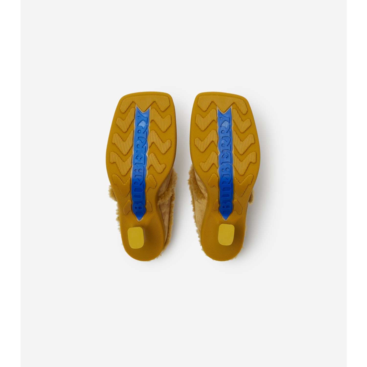 Suede and Shearling Highland Mules in Manilla/amber yellow - Women ...
