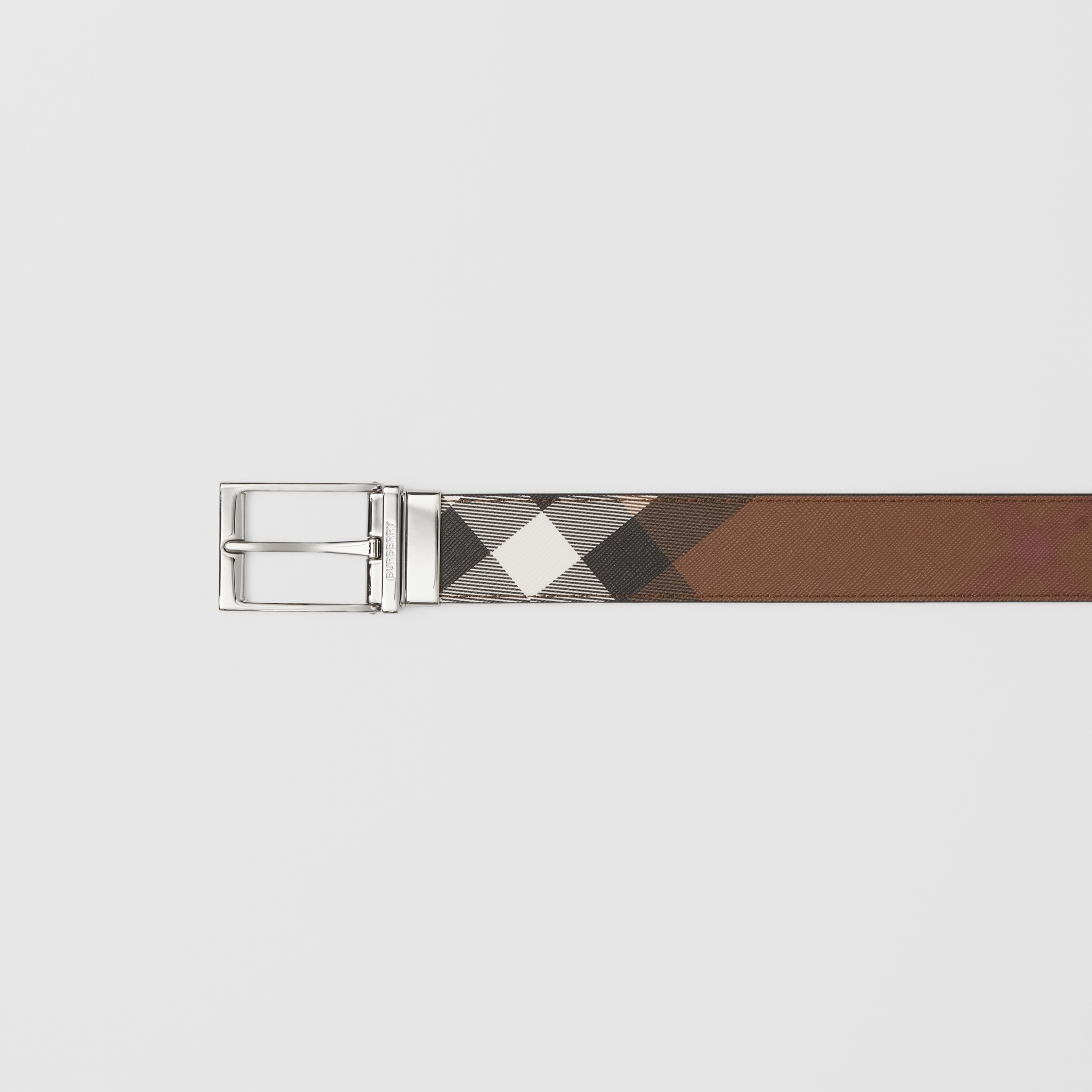 Check and Leather Reversible Belt in Dark Birch Brown/black - Men | Burberry®  Official