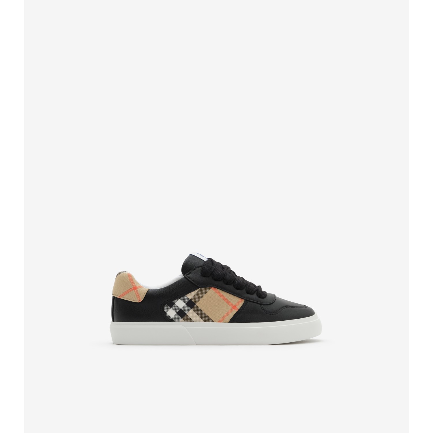 Check and Leather Sneakers