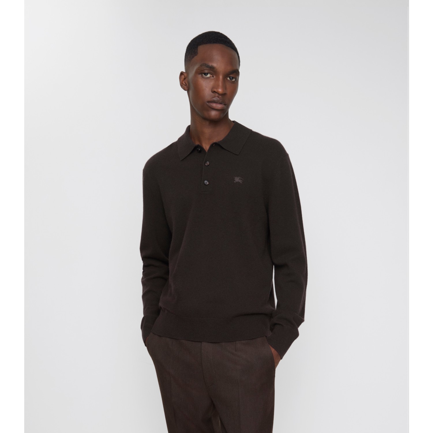 Long-sleeve Cashmere Blend Polo Shirt