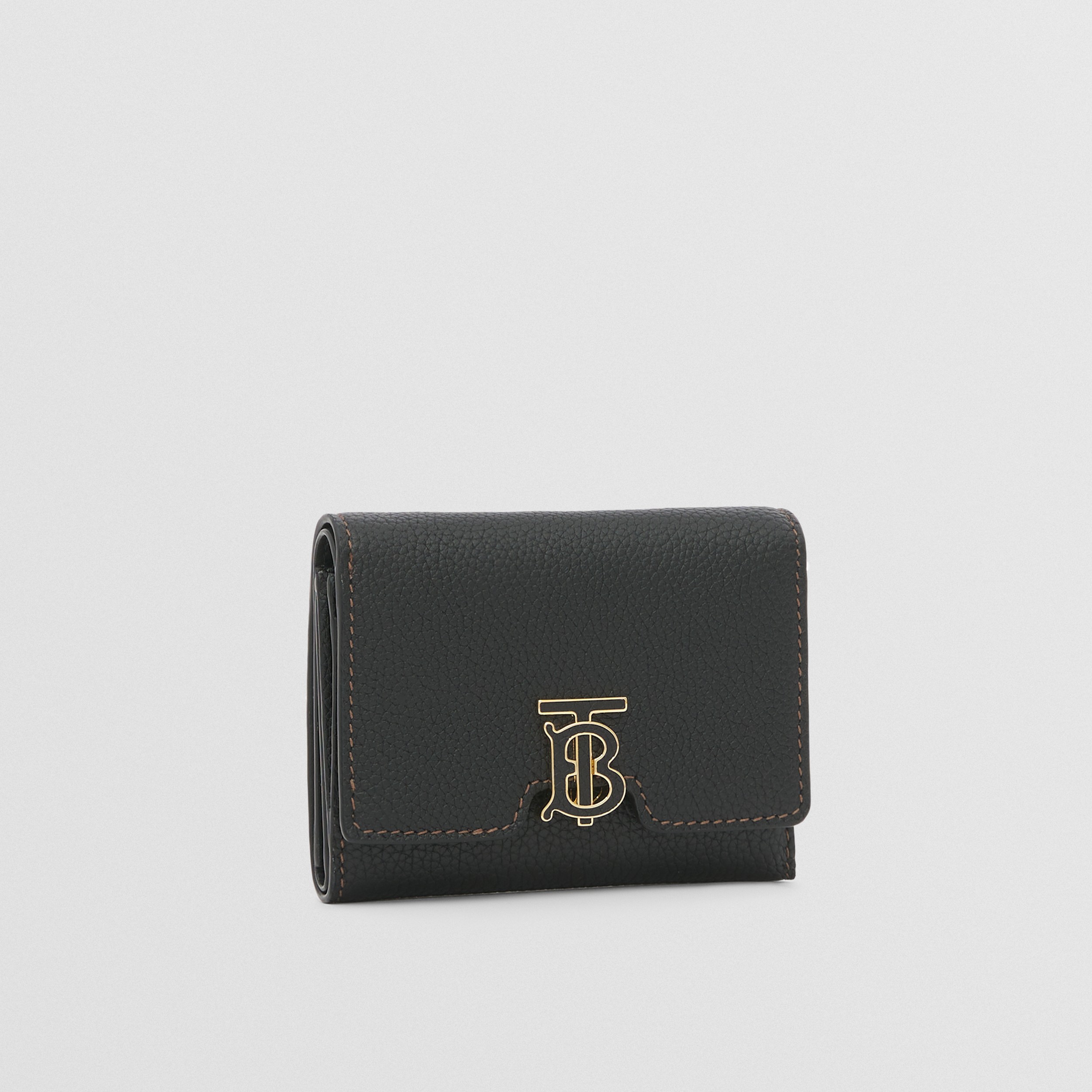 Monogram Motif Grainy Leather Folding Wallet in Black - Women | Burberry® Official - 4