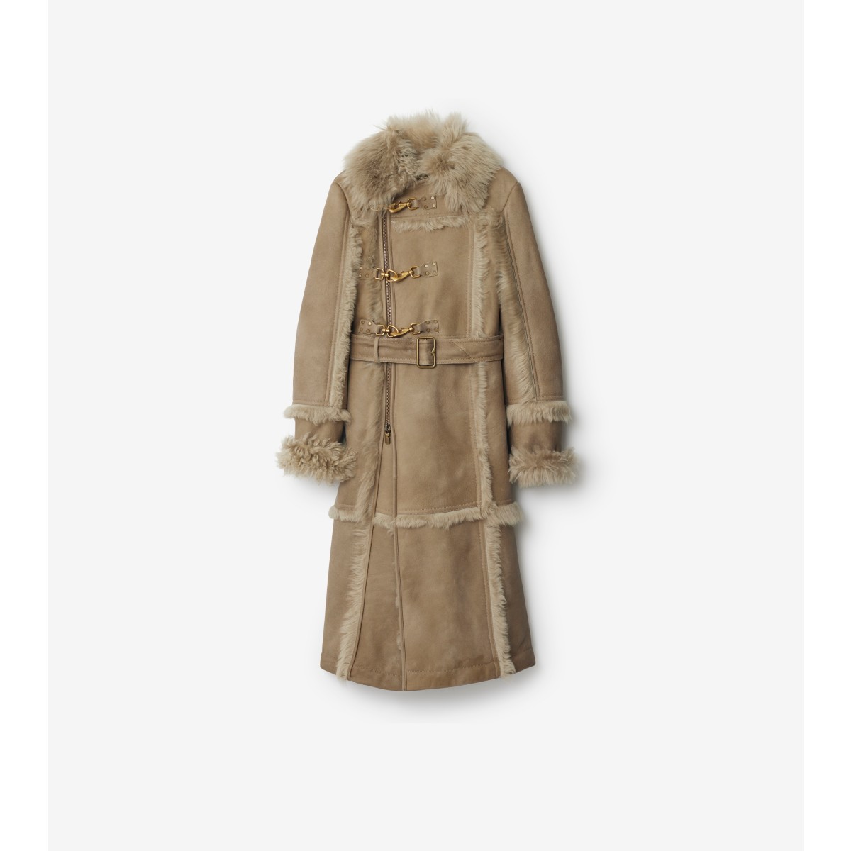 Shop Burberry Shearling Coat In Field