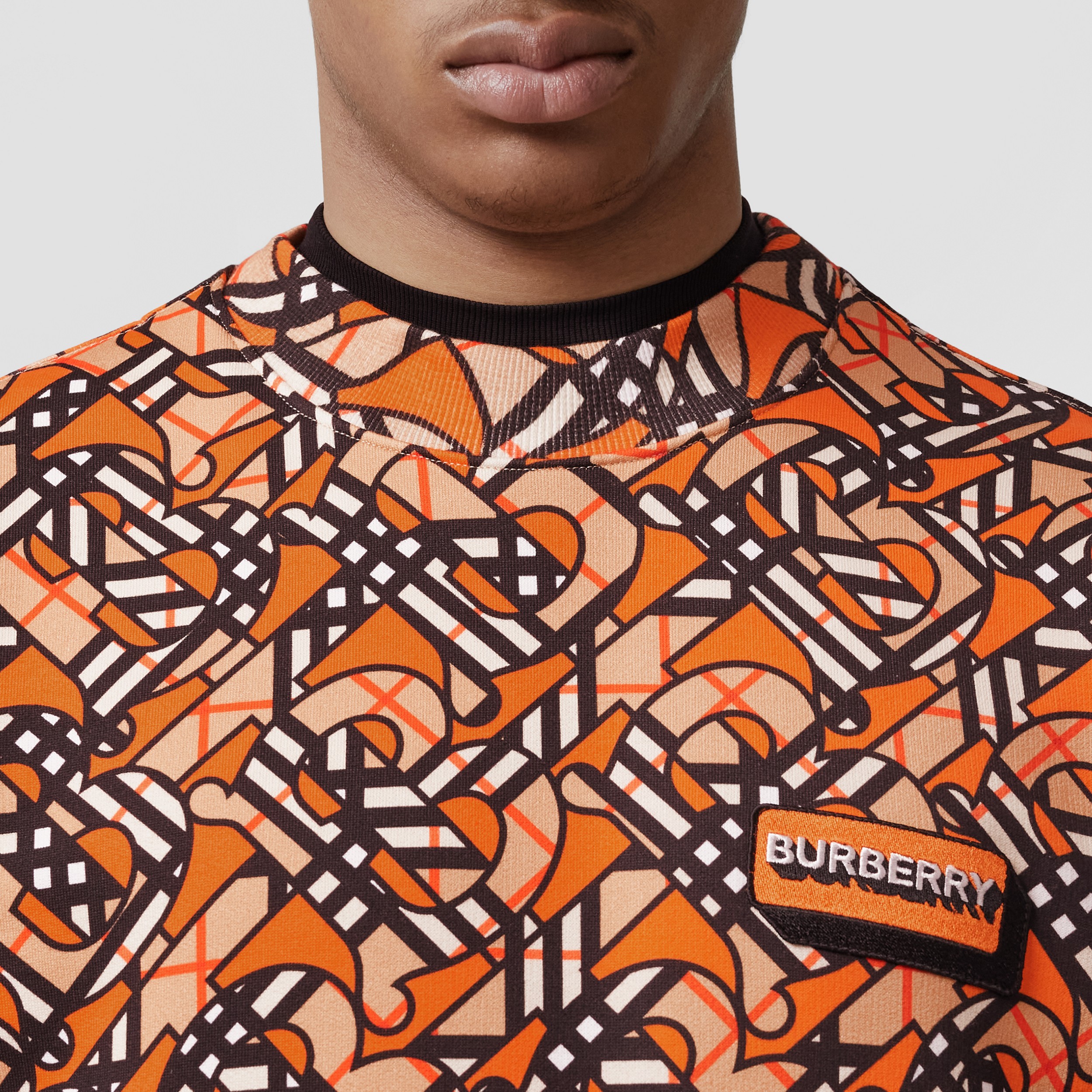 Baumwollsweatshirt mit Monogrammmuster (Leuchtendes Orange) - Herren | Burberry® - 2