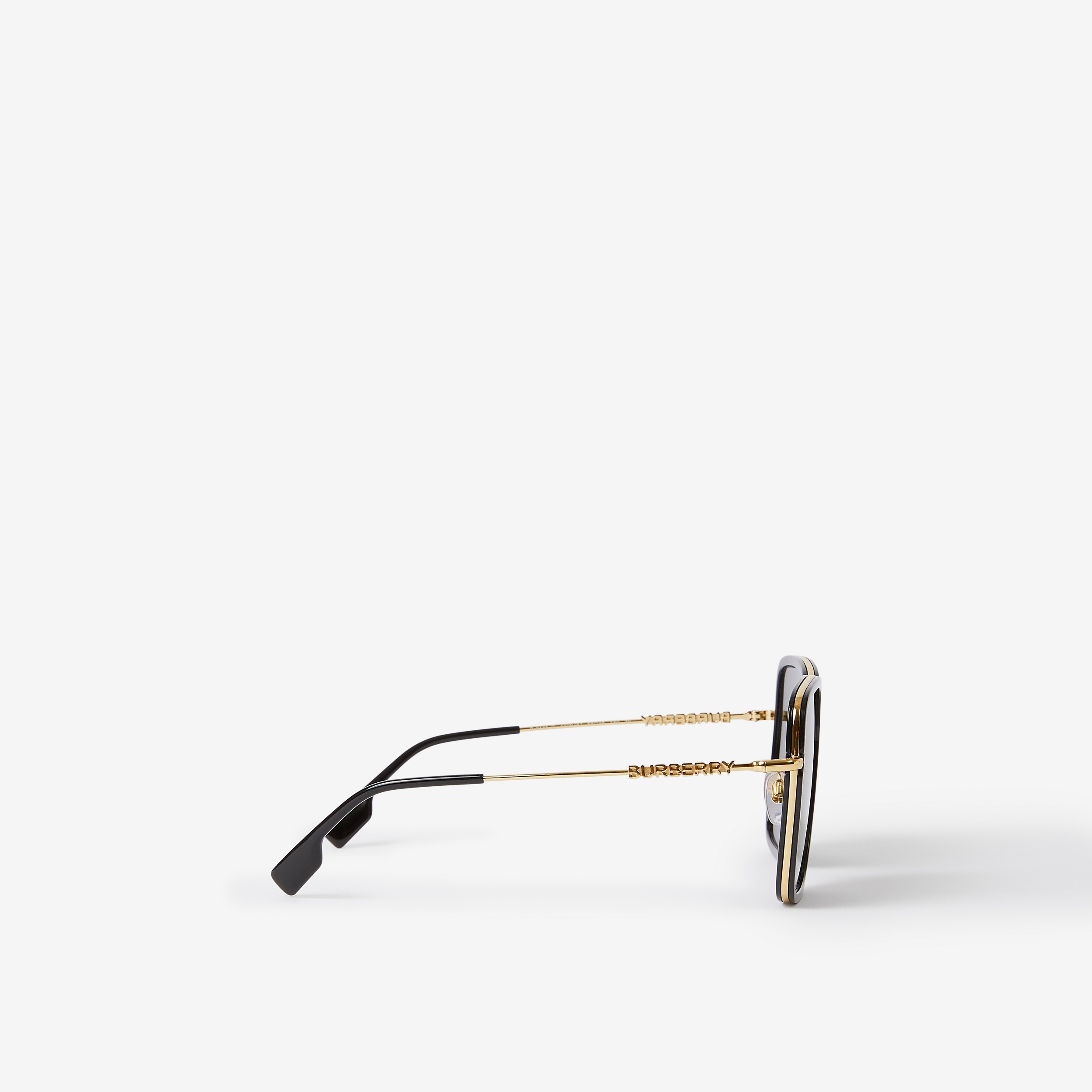 Óculos de sol com armação quadrada oversize (Preto/dourado Claro) - Mulheres | Burberry® oficial - 2