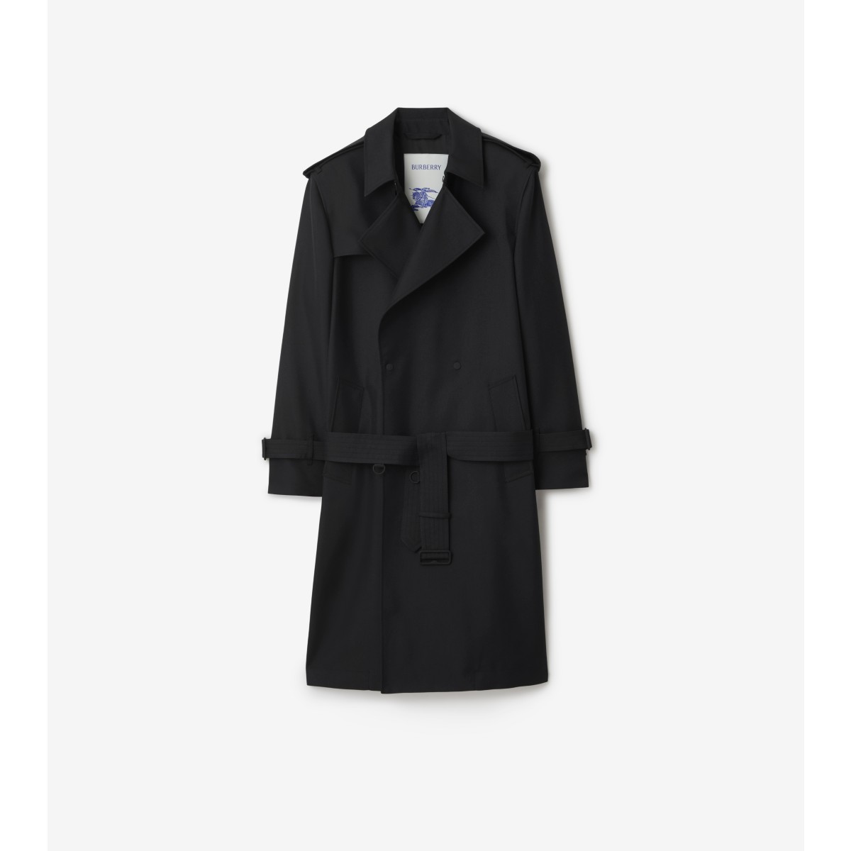 Shop Burberry Long Silk Blend Trench Coat In Black