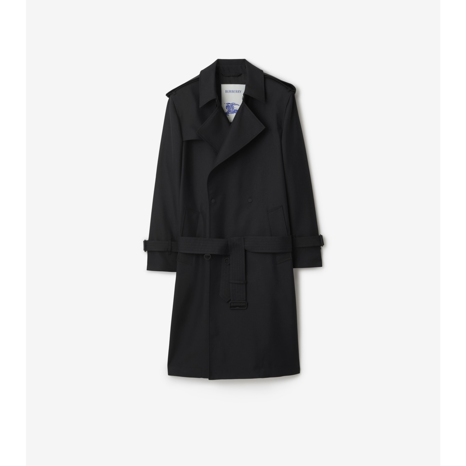 Long Silk Blend Trench Coat in Black - Men | Burberry® Official