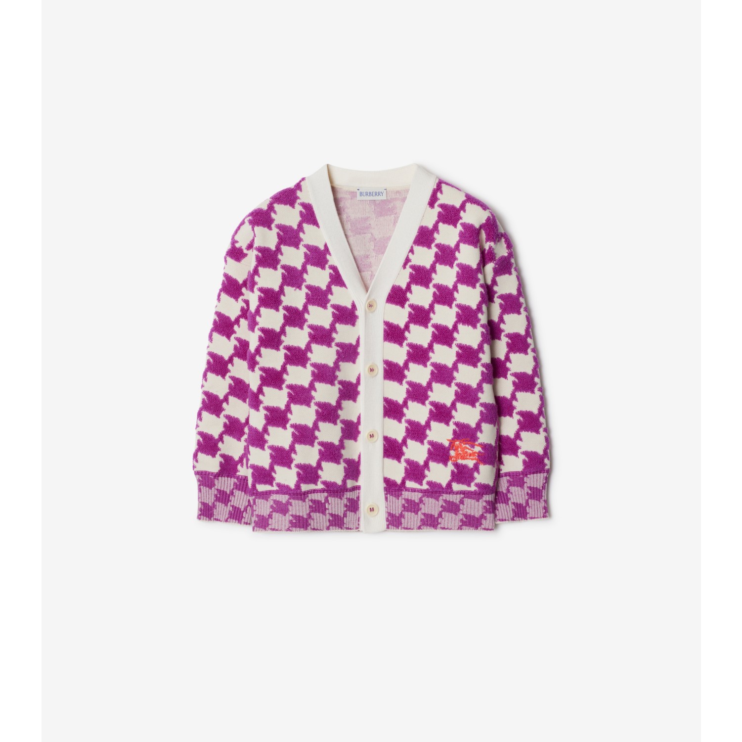 Duckstooth Wool Blend Cardigan in Bright hyacinth Burberry Official