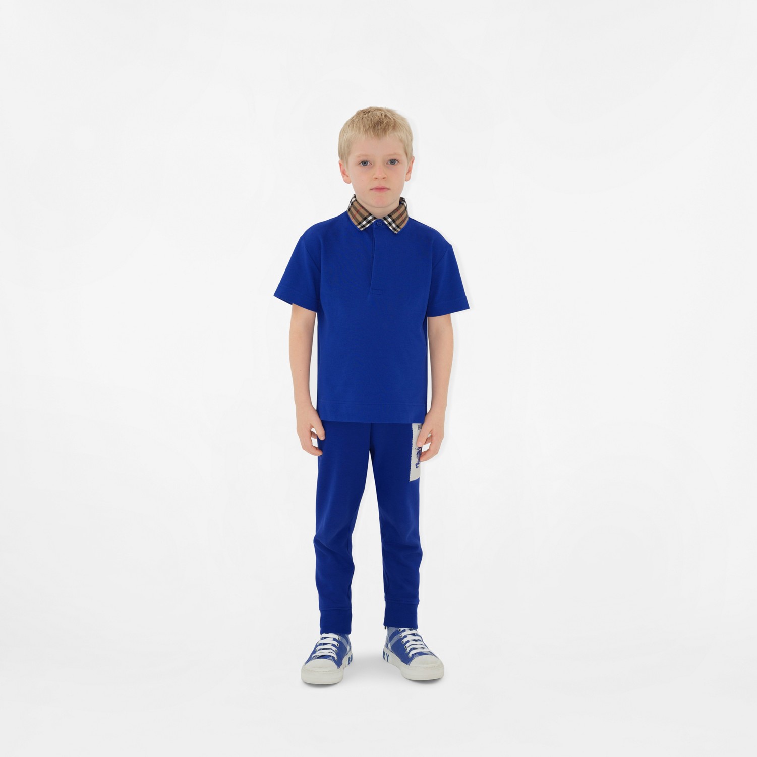 Check Collar Cotton Polo Shirt in Knight | Burberry® Official Check Collar Cotton Polo Shirt in Knight | Burberry® Official