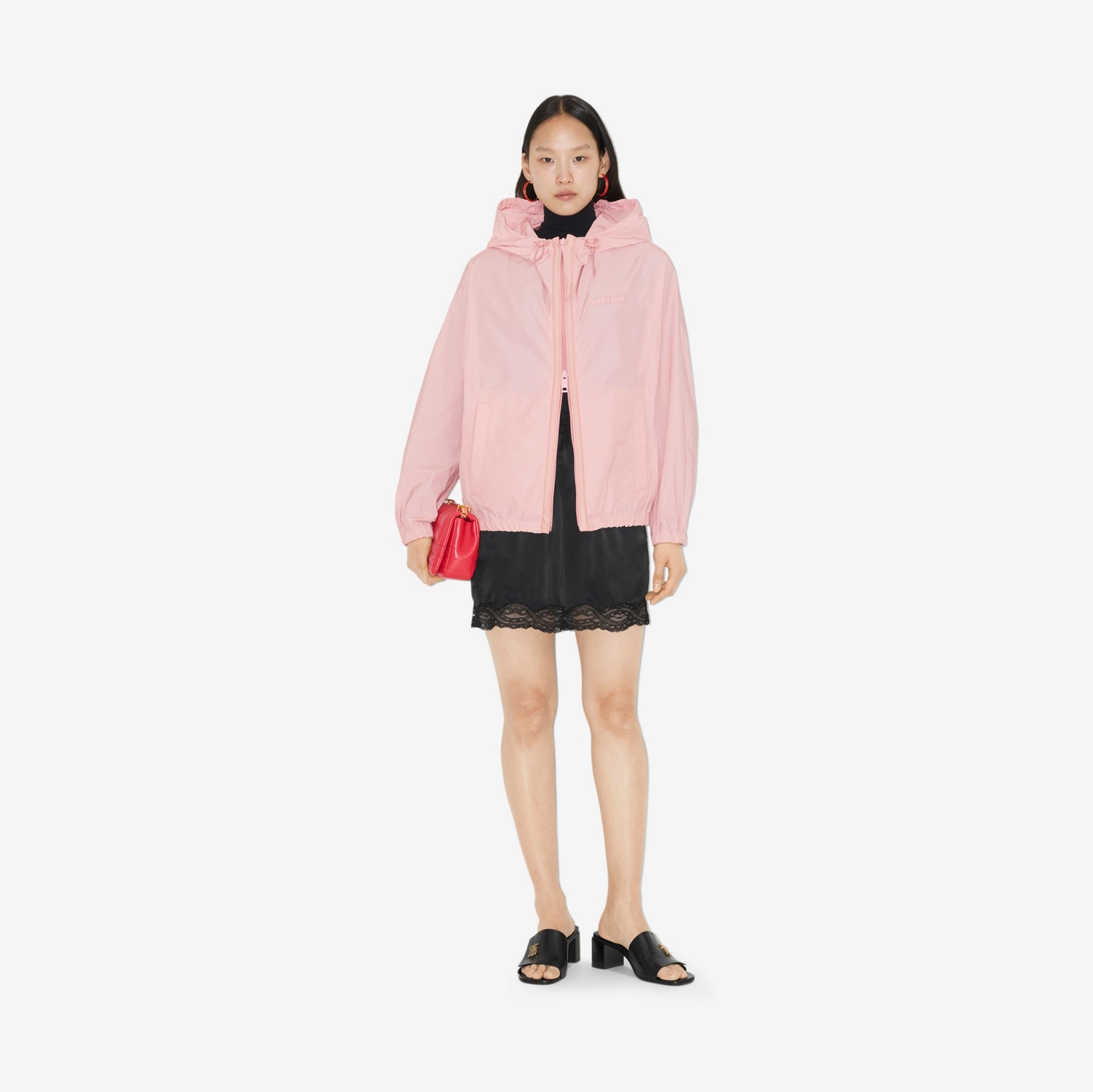 코튼 블렌드 후드 재킷 (셔벗 핑크) - 여성 | Burberry®
