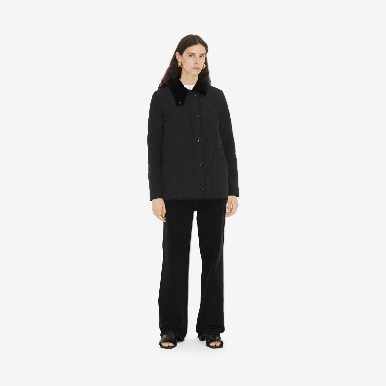 퀼팅 체온조절 반 재킷 (블랙) - 여성 | Burberry®