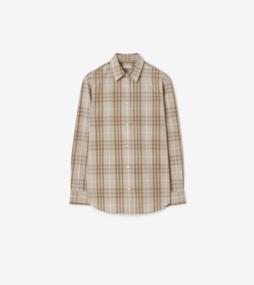 Classic Fit Check Cotton Shirt in Stone grey - Women | Burberry® Official
