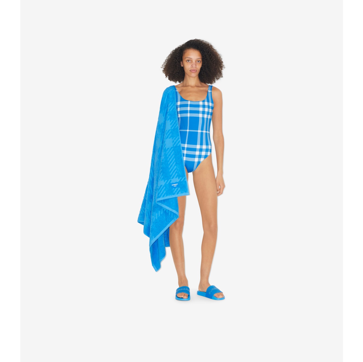 Toalla en algodón Check (Azul Vivo) - Mujer | Burberry® oficial