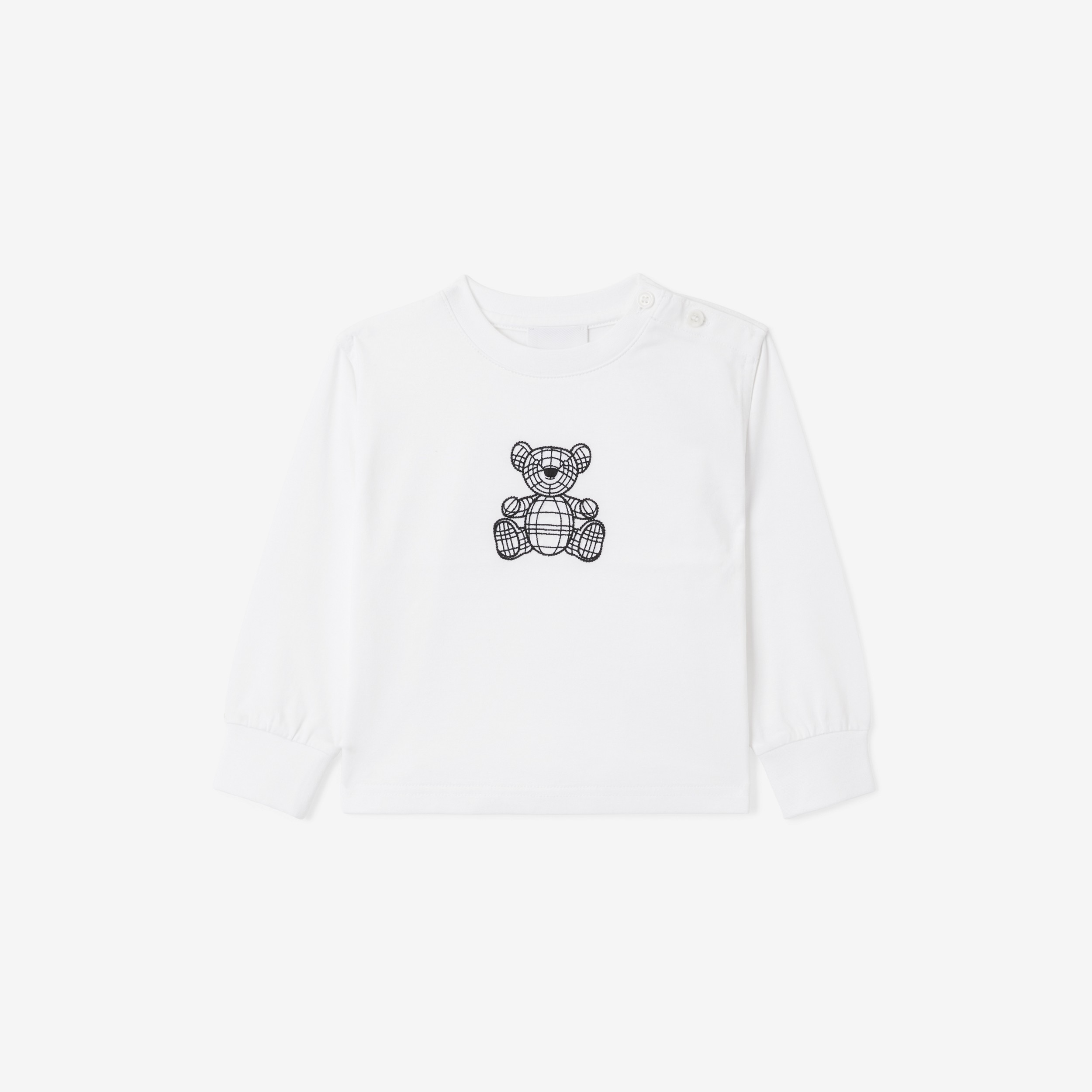 Thomas 泰迪熊装饰长袖棉质上衣 (白色) - 儿童 | Burberry® 博柏利官网 - 1