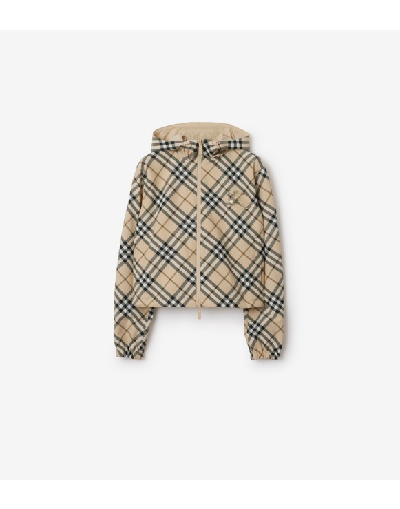 Cropped Reversible Check Jacket