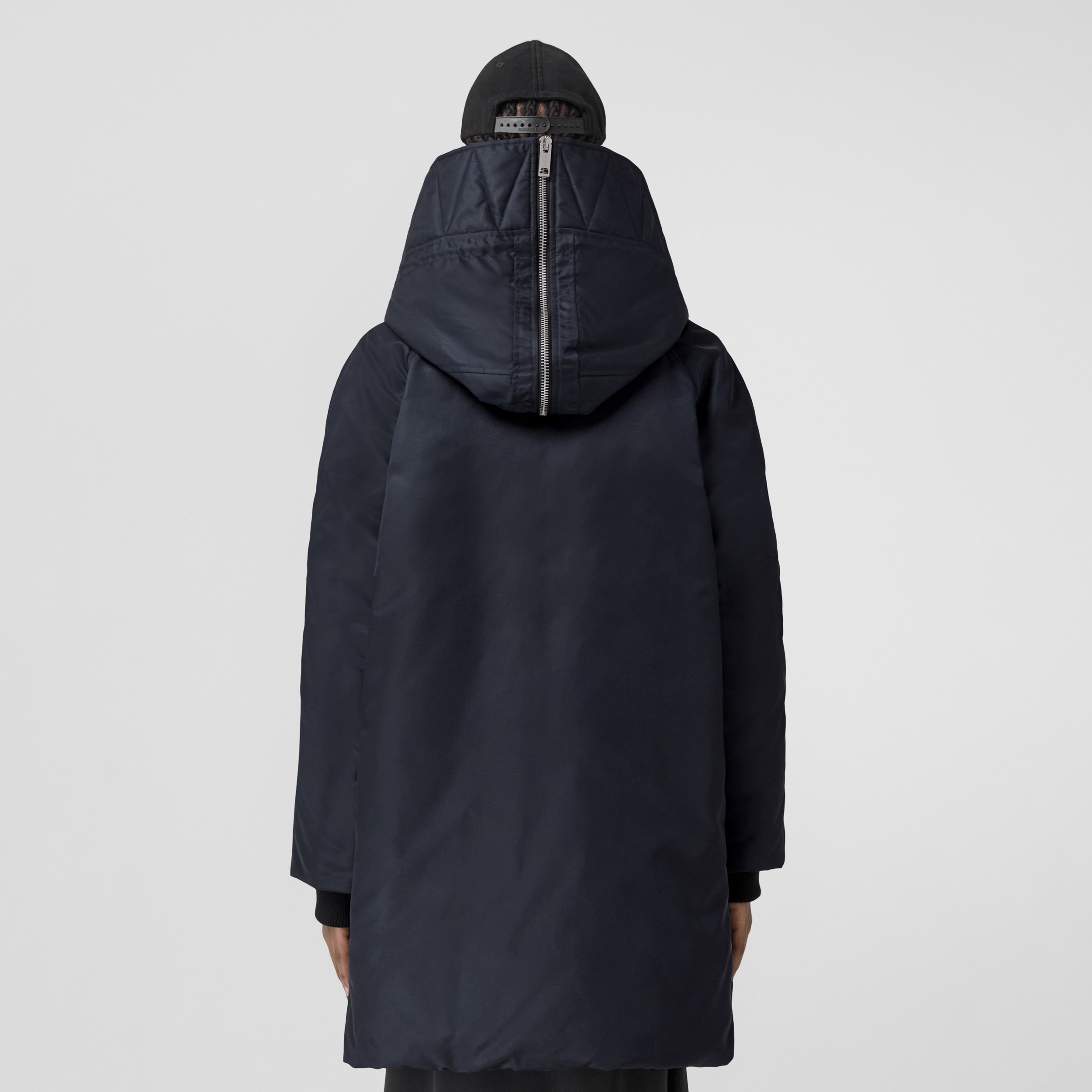 Hooded Nylon Oversized Puffer Coat in Dark Charcoal Blue - Women | Burberry® Official - 3