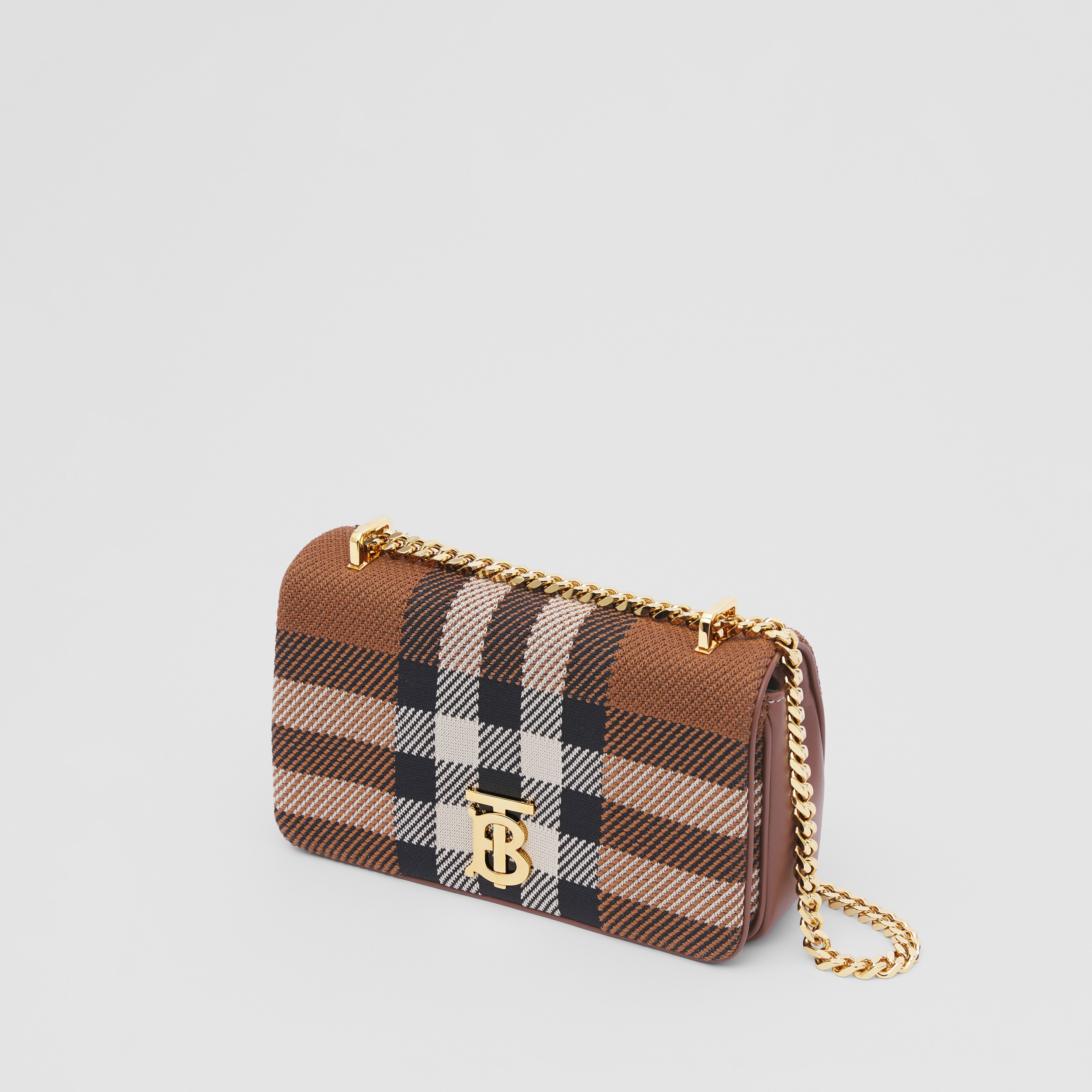 Knitted Check and Leather Small Lola Bag in Dark Birch Brown - Women | Burberry® Official - 4