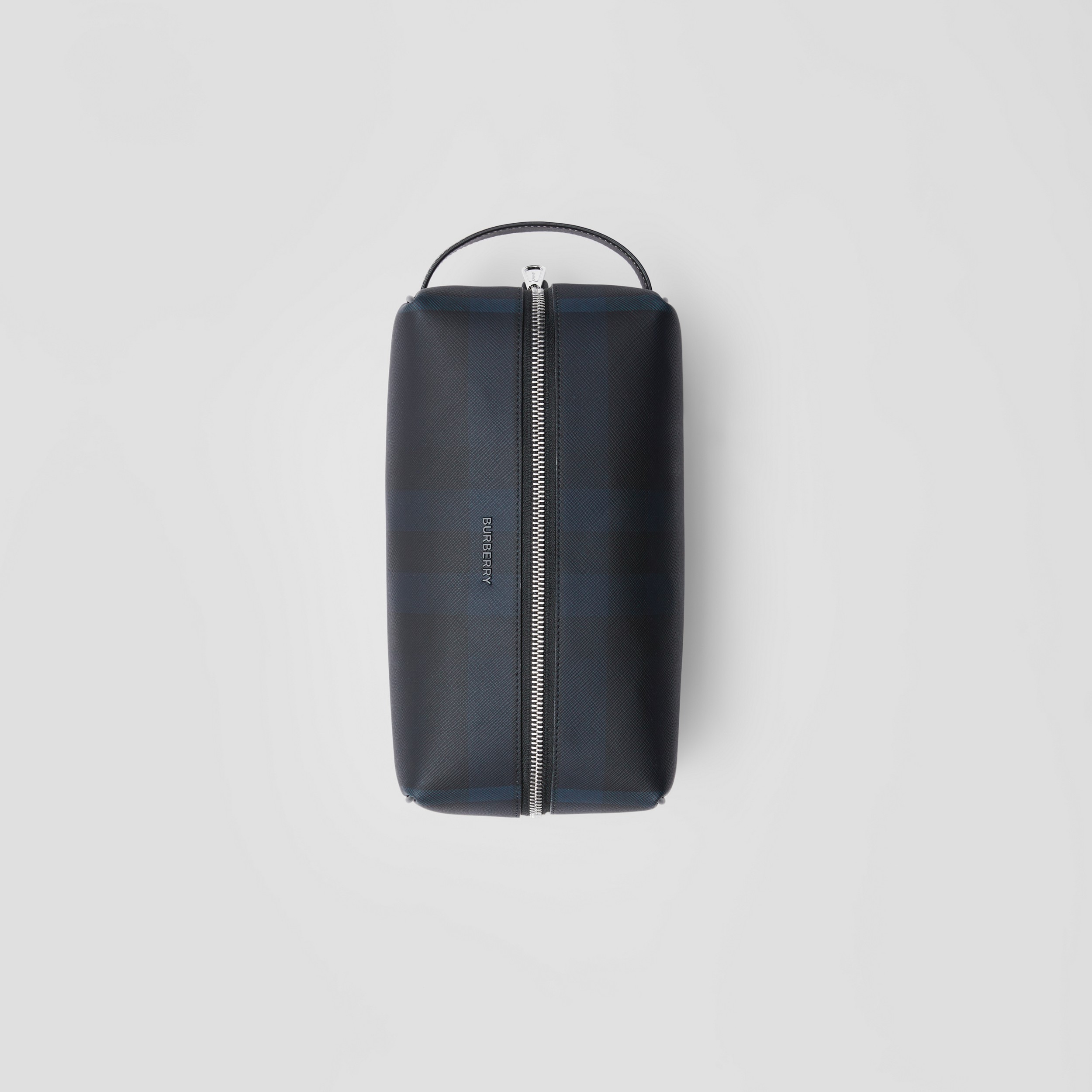 Pochette de voyage en cuir et Check (Bleu Anthracite Sombre) - Homme | Site officiel Burberry® - 4