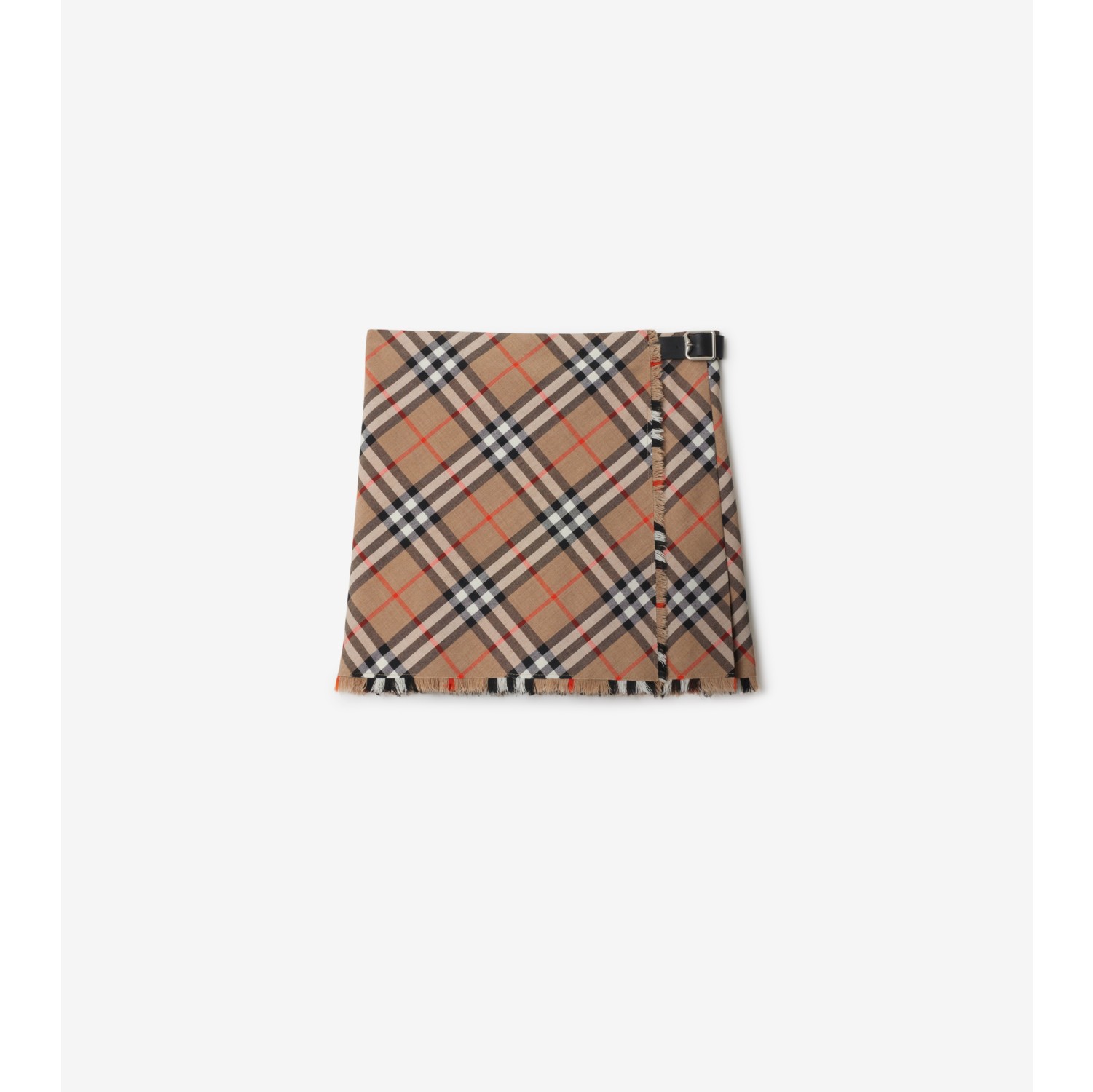 Check Wool Blend Mini Kilt in Nut - Women, Nylon | Burberry® Official