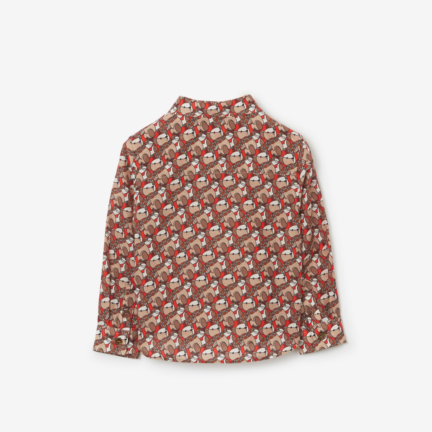 Thomas Bear Print Cotton Silk Shirt in Scarlet Orange - Children | Burberry® Official