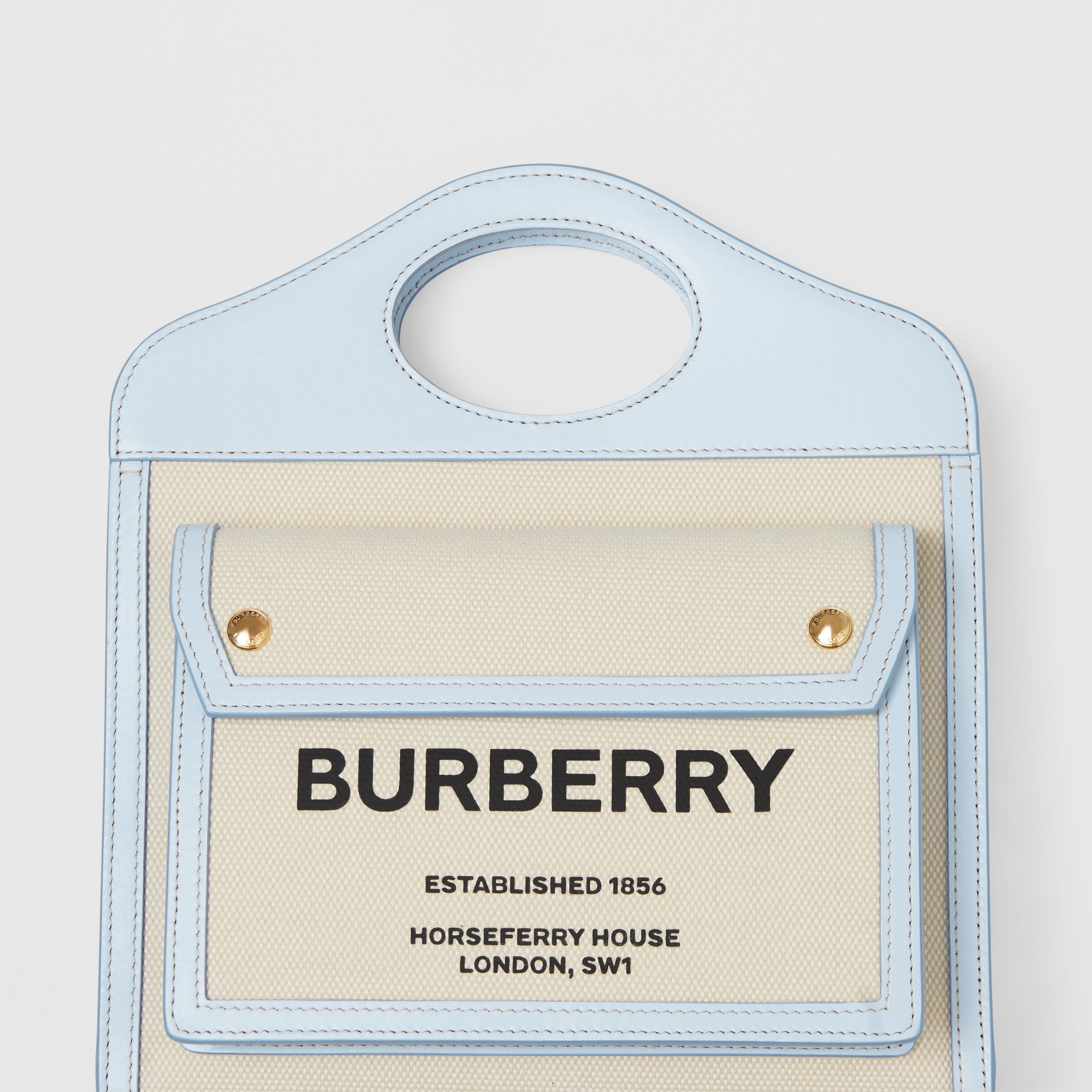 미니 투톤 캔버스 레더 포켓 백 (내추럴/페일 블루) - 여성 | Burberry® - 2