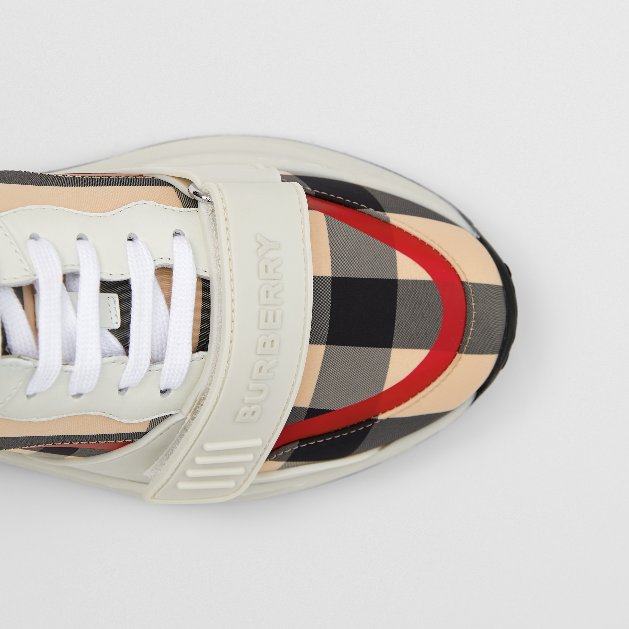 Check Nylon and Leather Sneakers in Buttermilk - Women | Burberry® Official - 2