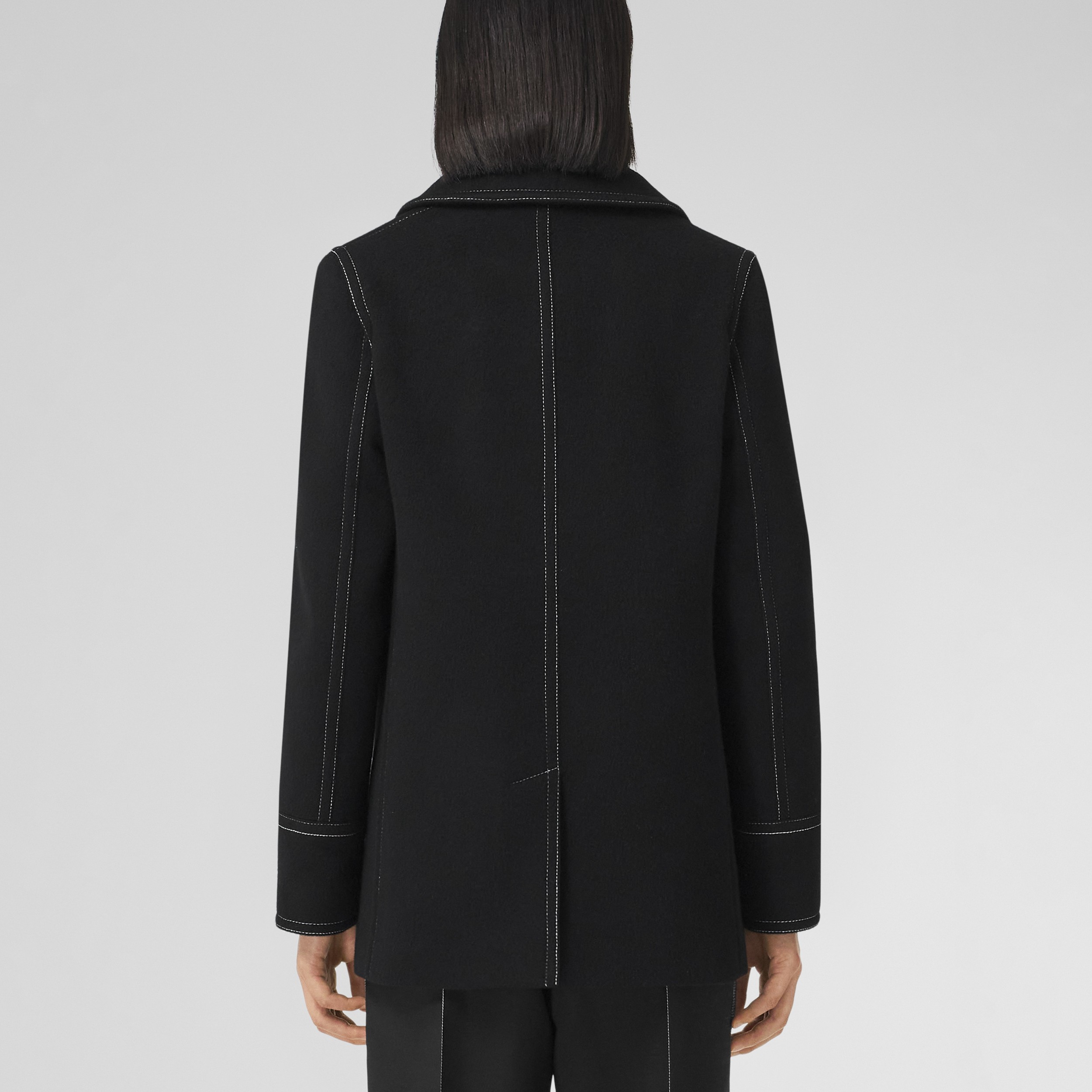 Topstitched Wool Cashmere Pea Coat in Black - Women | Burberry® Official - 3
