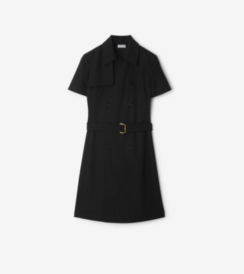 Wool Trench Dress in Black - Women | Burberry® Official