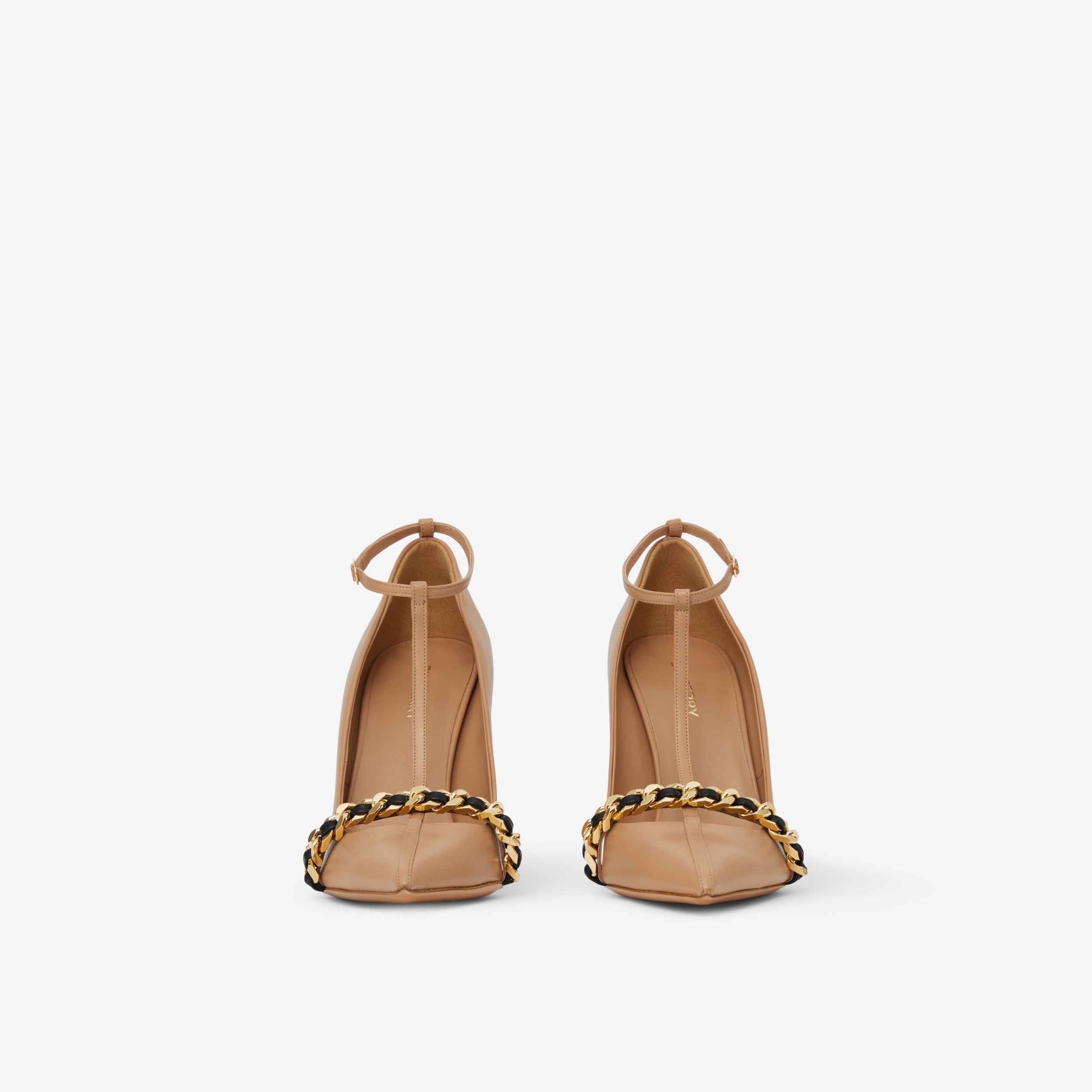 Spitz zulaufende Lederpumps mit Kettenbesatz (Kühles Beige) - Damen | Burberry® - 2