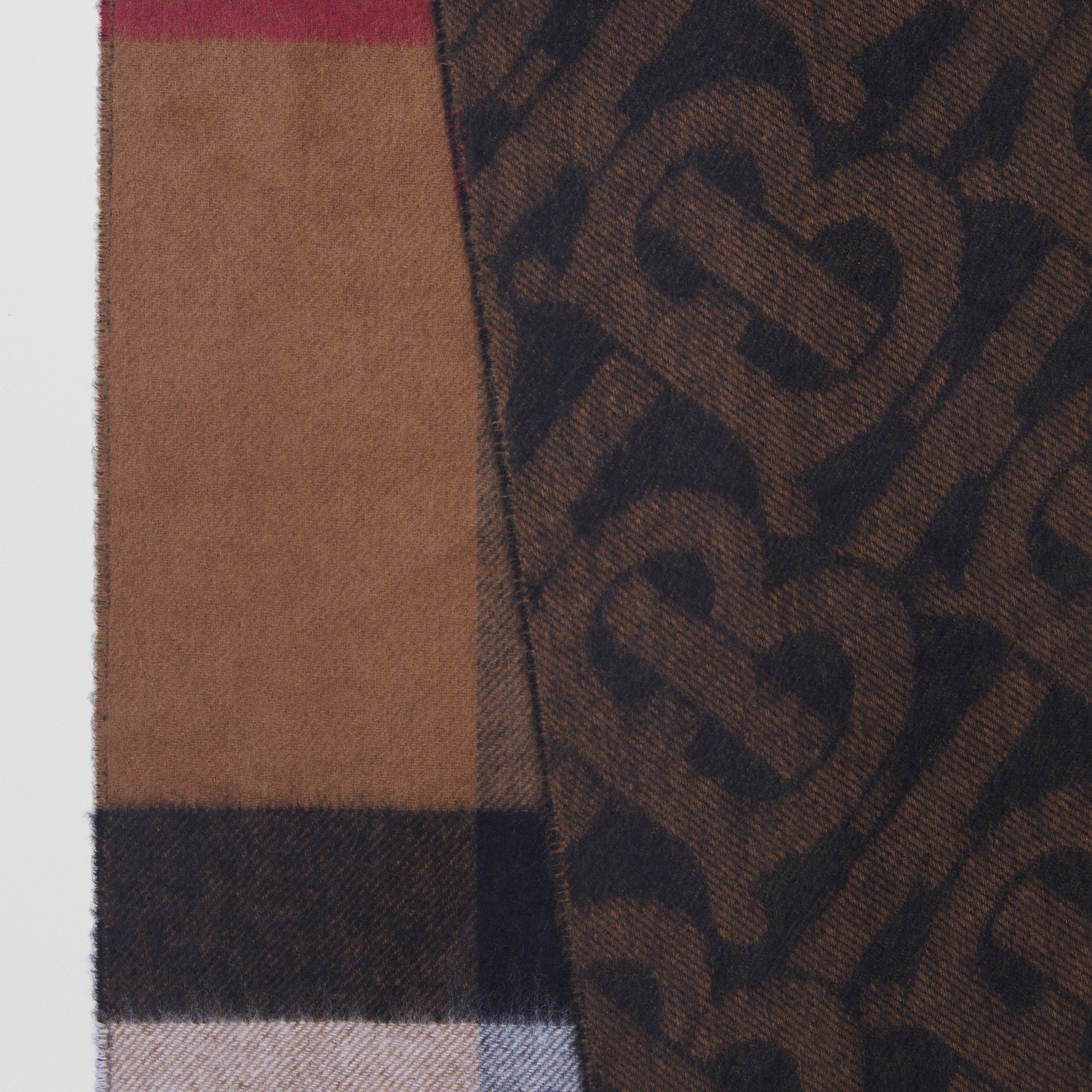Reversible Check and Monogram Cashmere Scarf in Birch Brown | Burberry® Official - 2