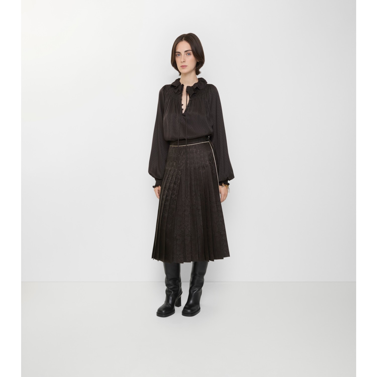 Sunflower Pleated Silk Skirt
