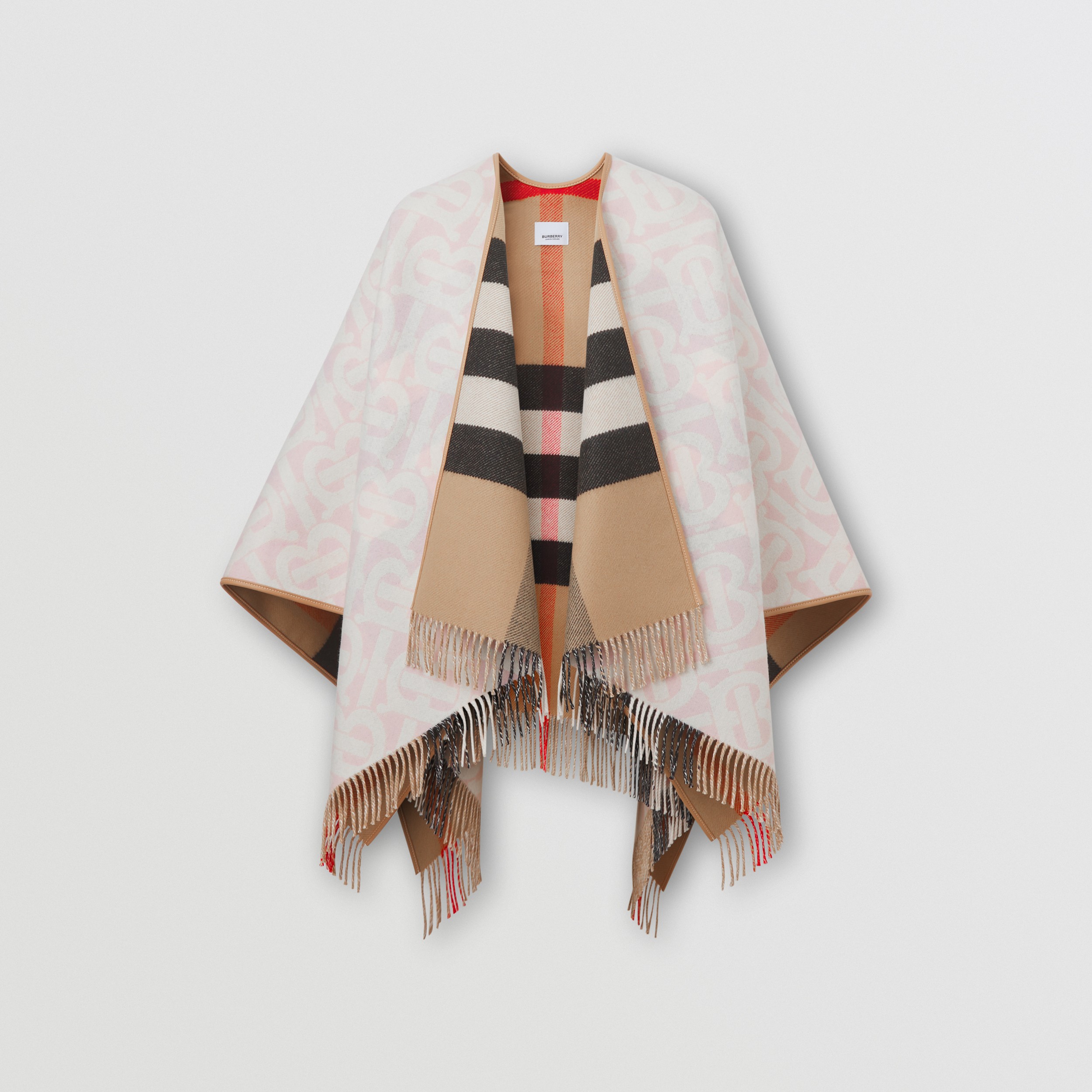 Mantella in lana e cashmere con monogramma in jacquard (Blush) | Sito ufficiale Burberry® - 4