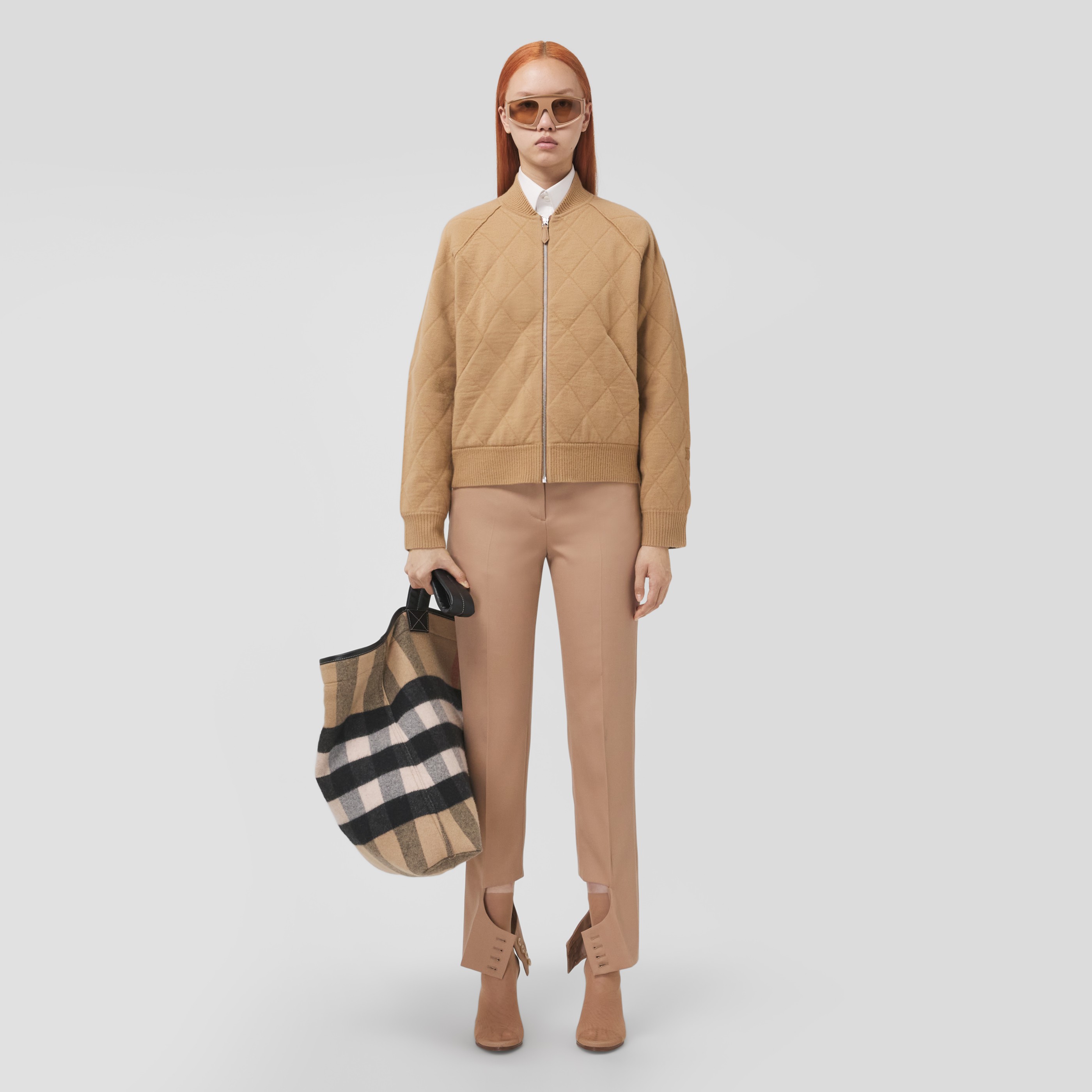 Skriv email Ved daggry chikane Diamond Quilted Wool Bomber Jacket in Camel - Women | Burberry® Official