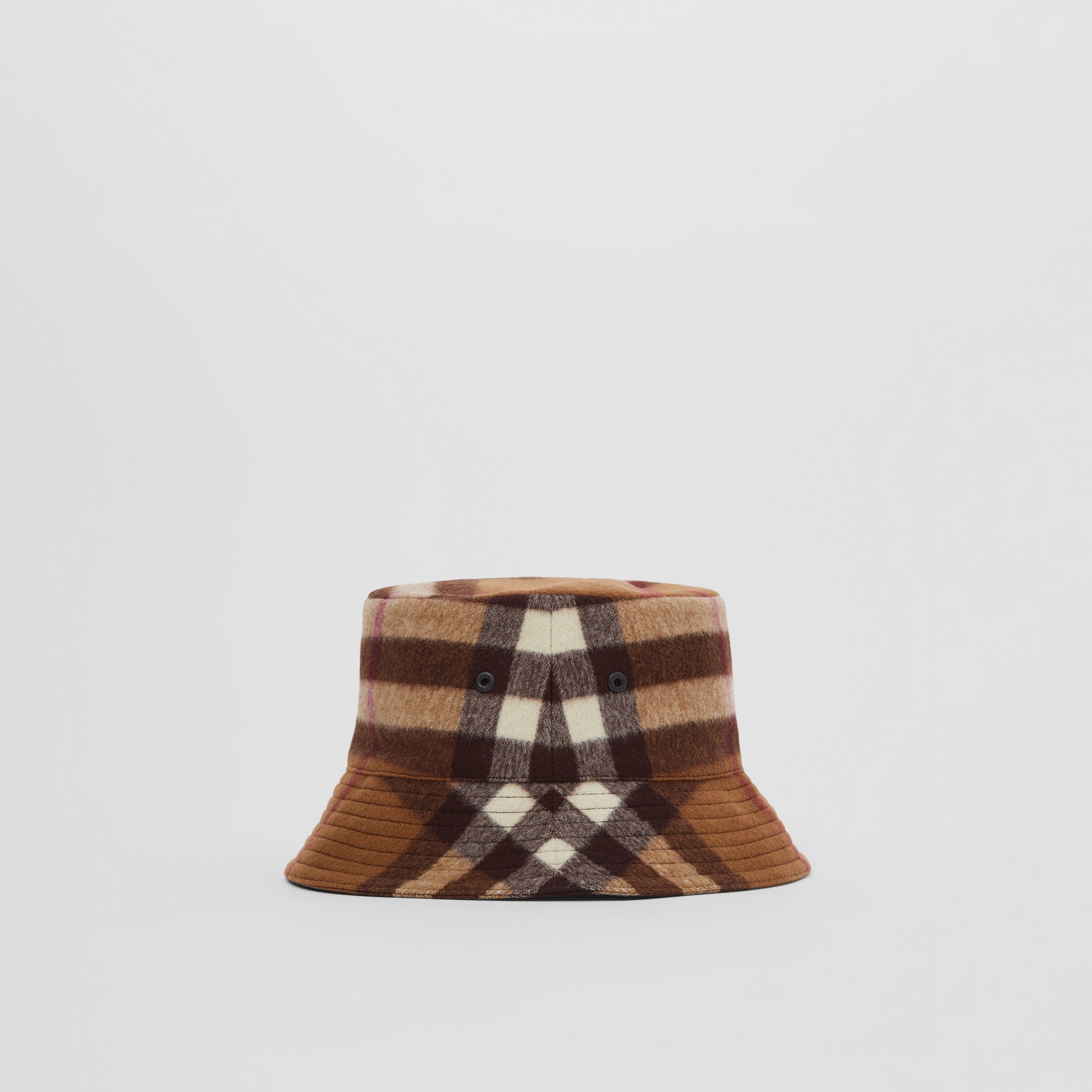 Exaggerated Check Wool Bucket Hat in Birch Brown | Burberry® Official - 1