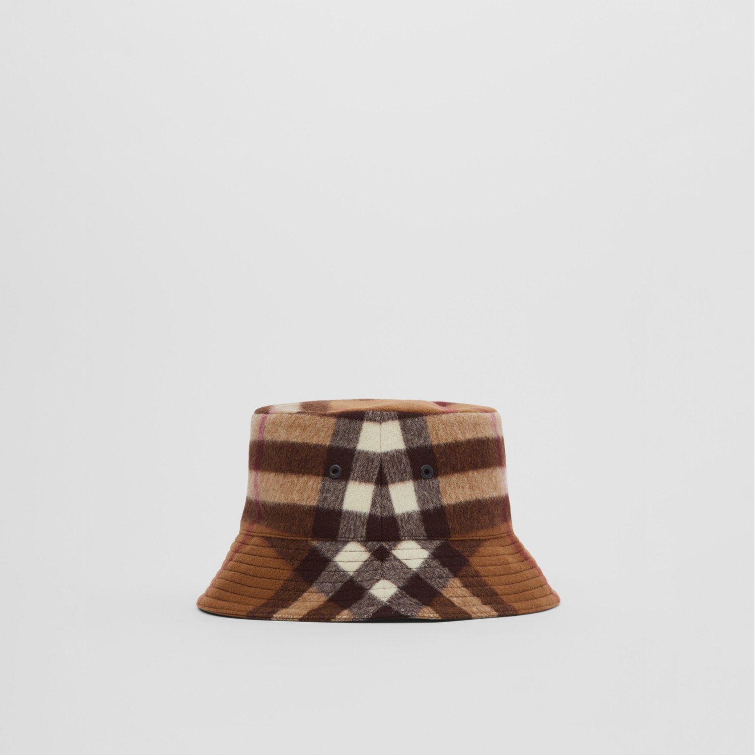Exaggerated Check Wool Bucket Hat in Birch brown - Men | Burberry® Official