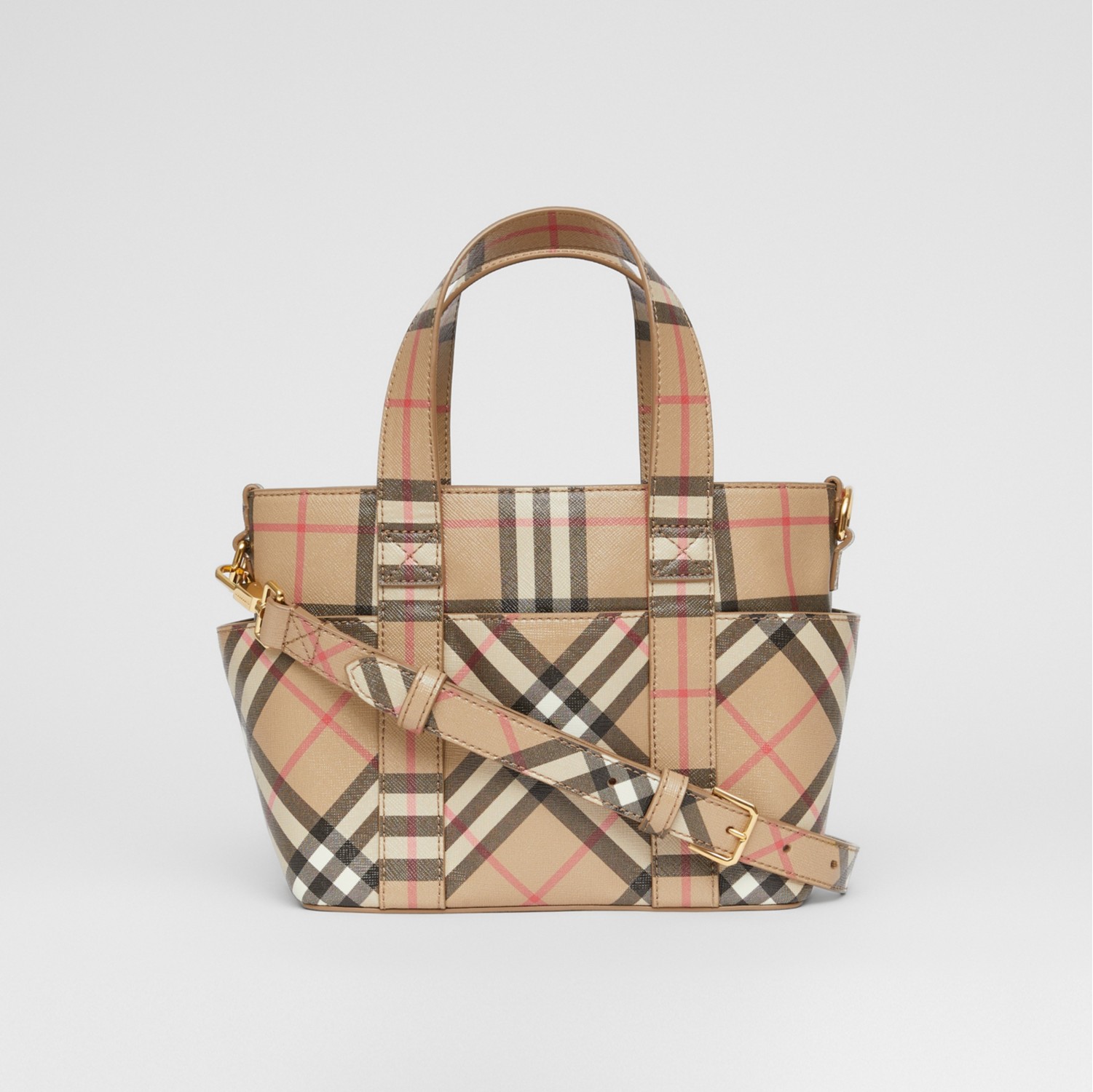 Burberry Canvas Purple Check Print Tote