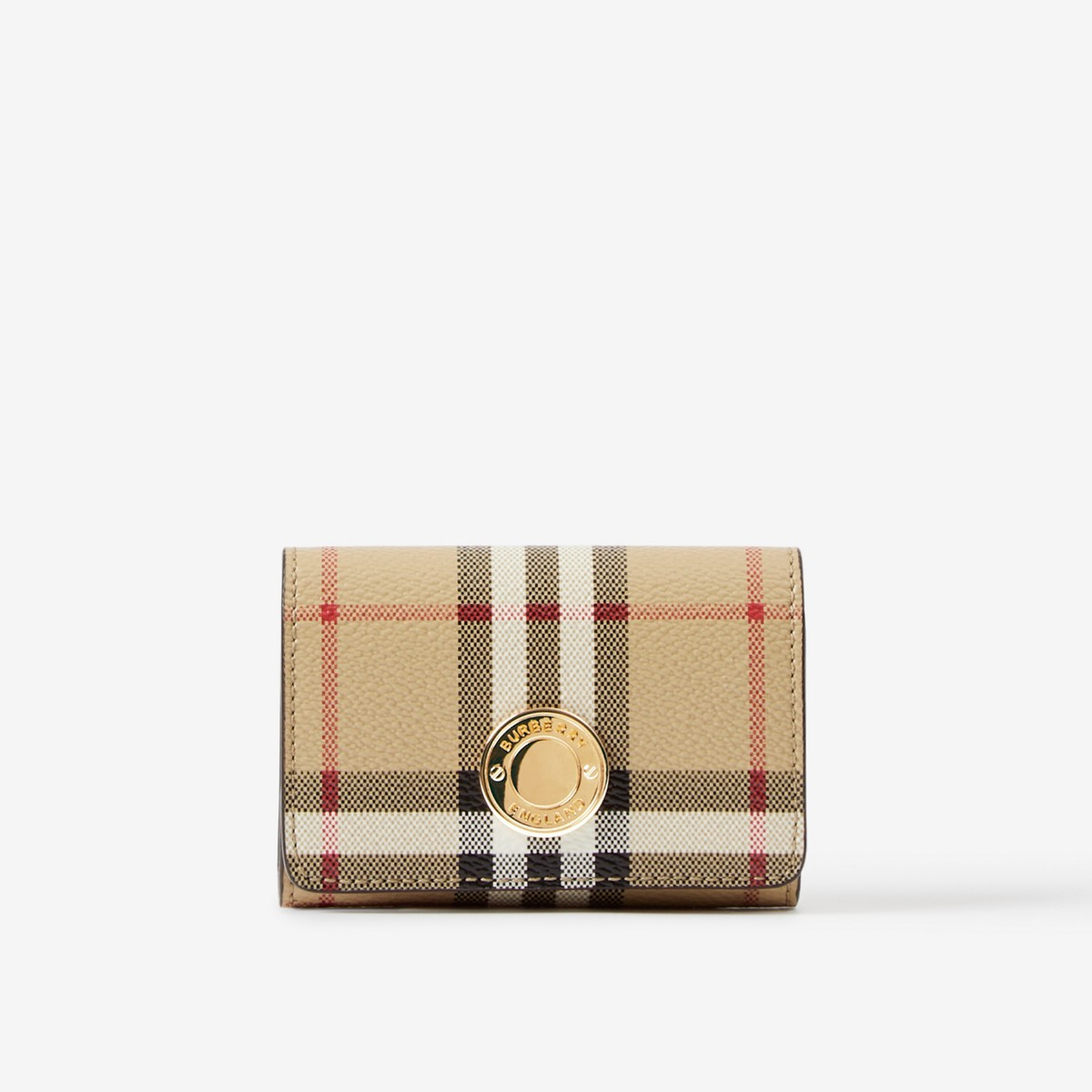 Burberry Check Card Case With Detachable Chain Strap In Archive Beige
