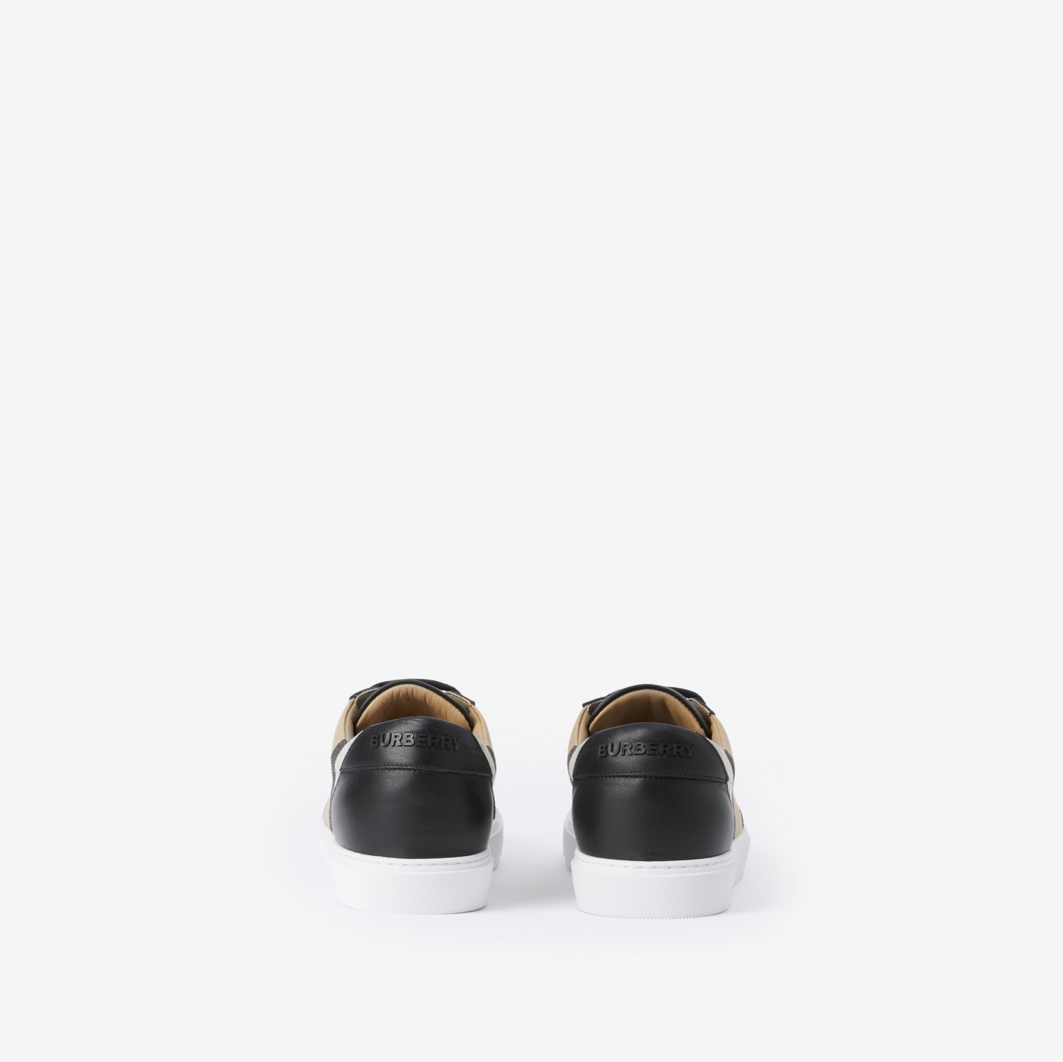 House 格纹棉和皮革运动鞋 (黑色) - 女士 | Burberry® 博柏利官网
