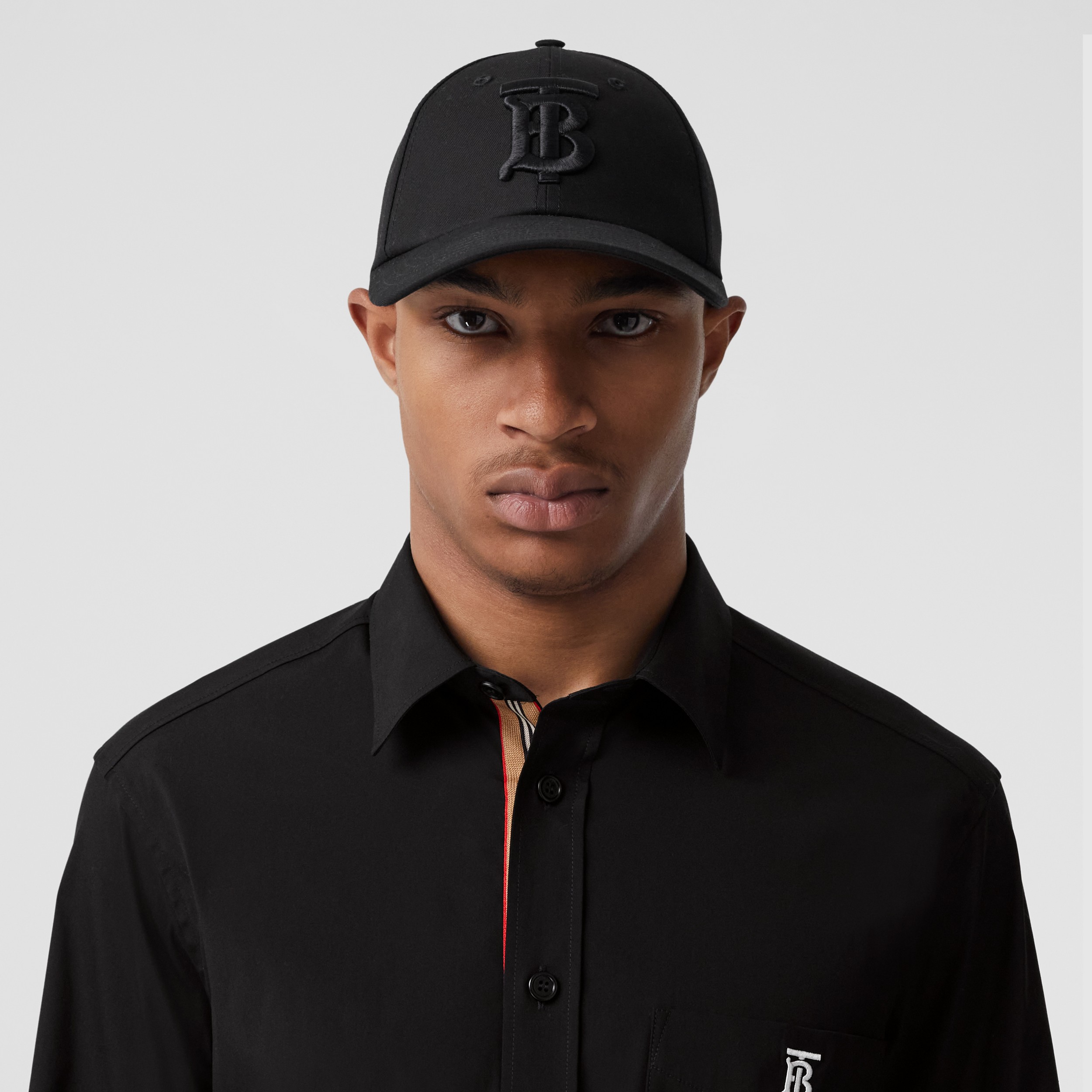 专属标识装饰功能性棉质衬衫 (黑色) | Burberry® 博柏利官网 - 2