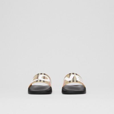 white burberry slides