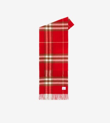 チェック カシミアスカーフ (レッド), ピュアカシミア | Burberry®公式サイト