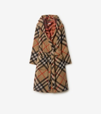 Check Cotton Robe in Sand | Burberry® Official