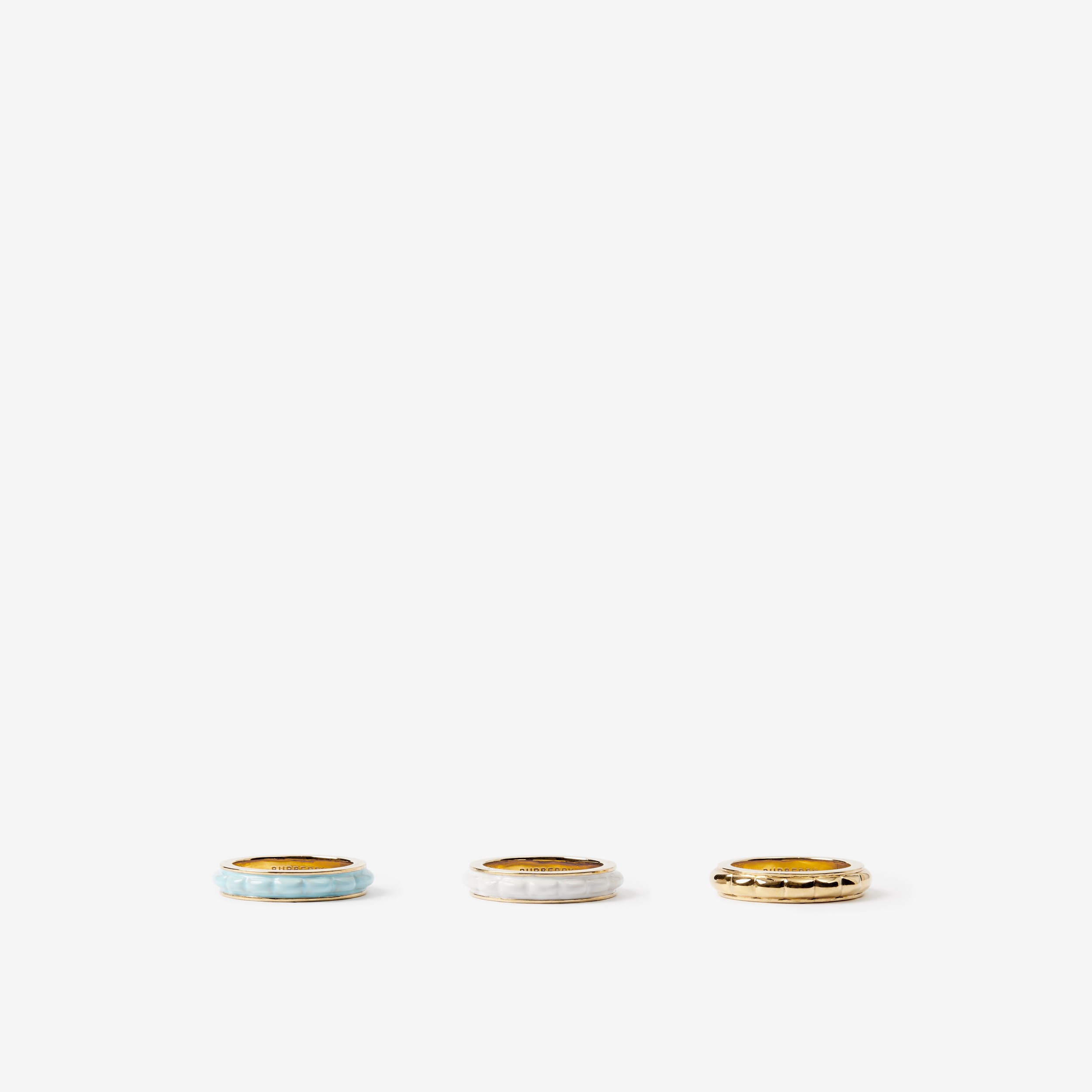 Vergoldete Ringe „Lola“ mit Emaille-Beschichtung (Helles Goldfarben/karibikblau/weiß) - Damen | Burberry® - 1