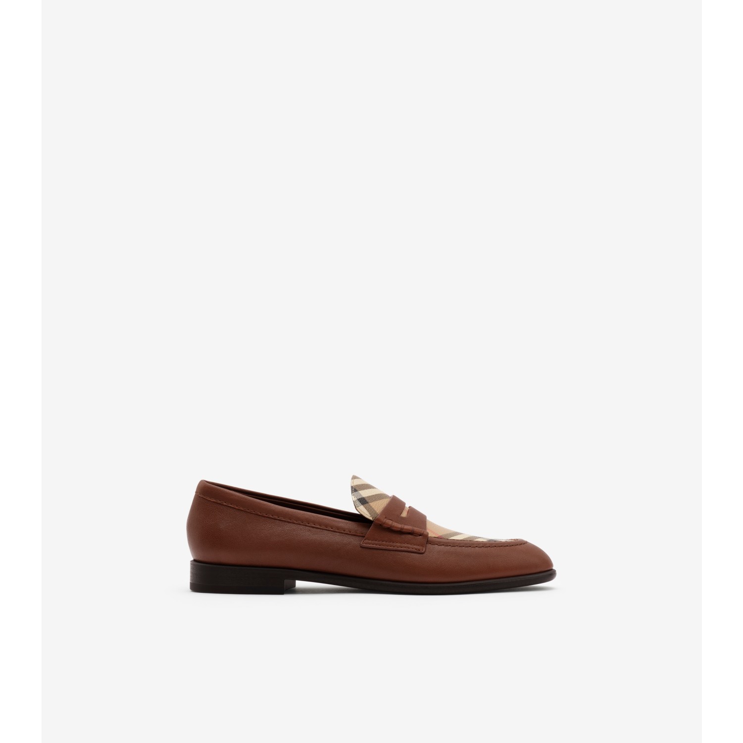 Check and Leather Opal Loafers