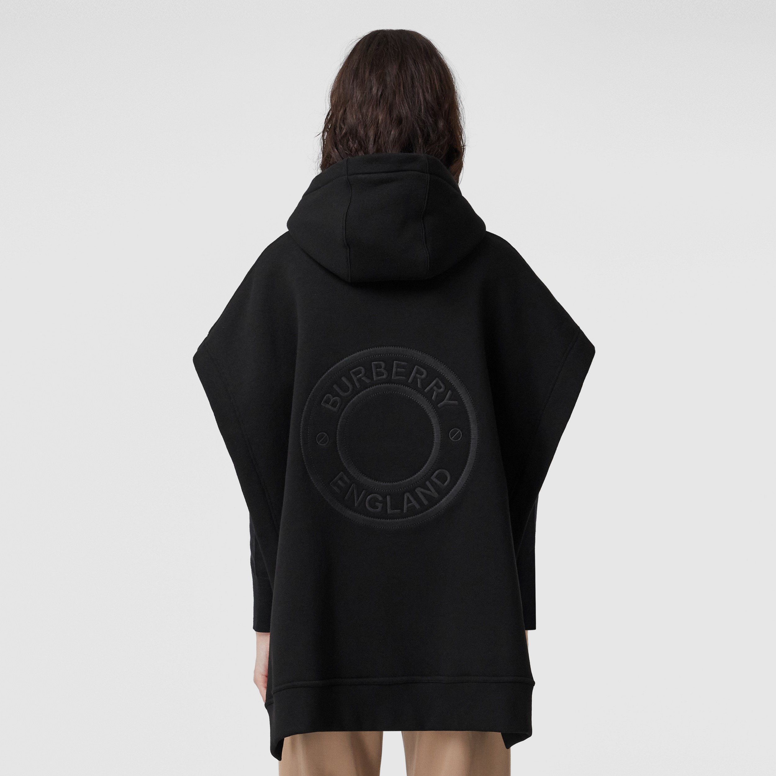 Logo Graphic Cotton Jersey Cape in Black - Women | Burberry® Official - 3