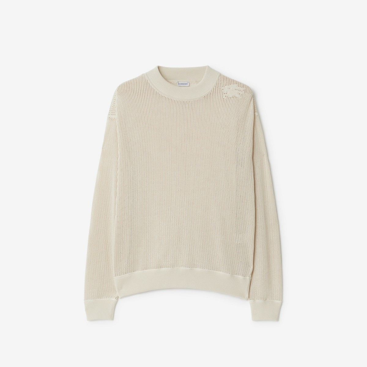 Shop Burberry Cotton Mesh Sweater In Soap