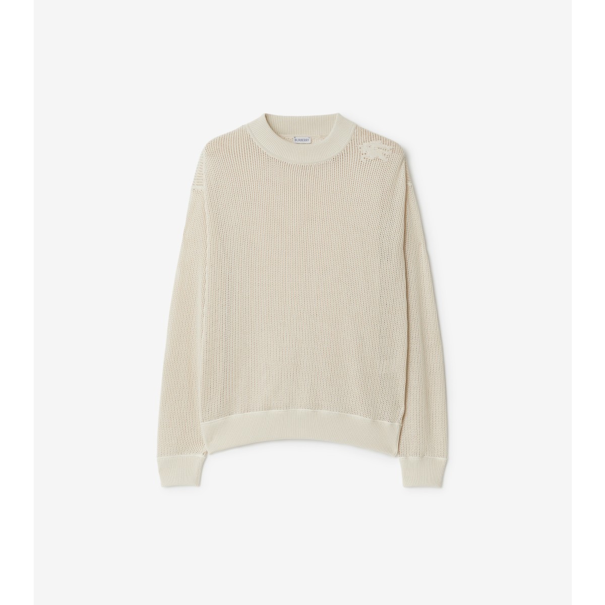 Shop Burberry Cotton Mesh Sweater In Soap