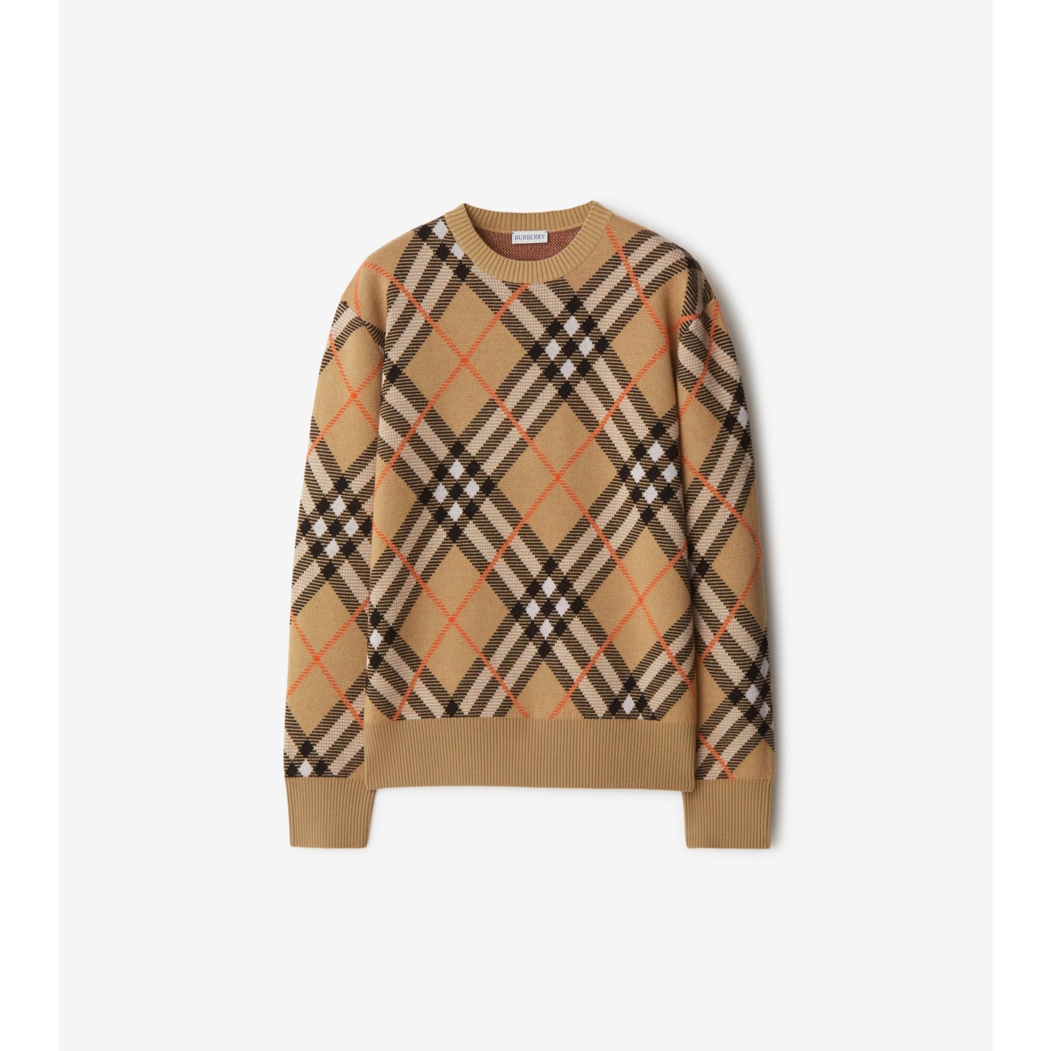 Check Wool Blend Sweater in Sand - Men, Mohair, Nylon | Burberry® Official