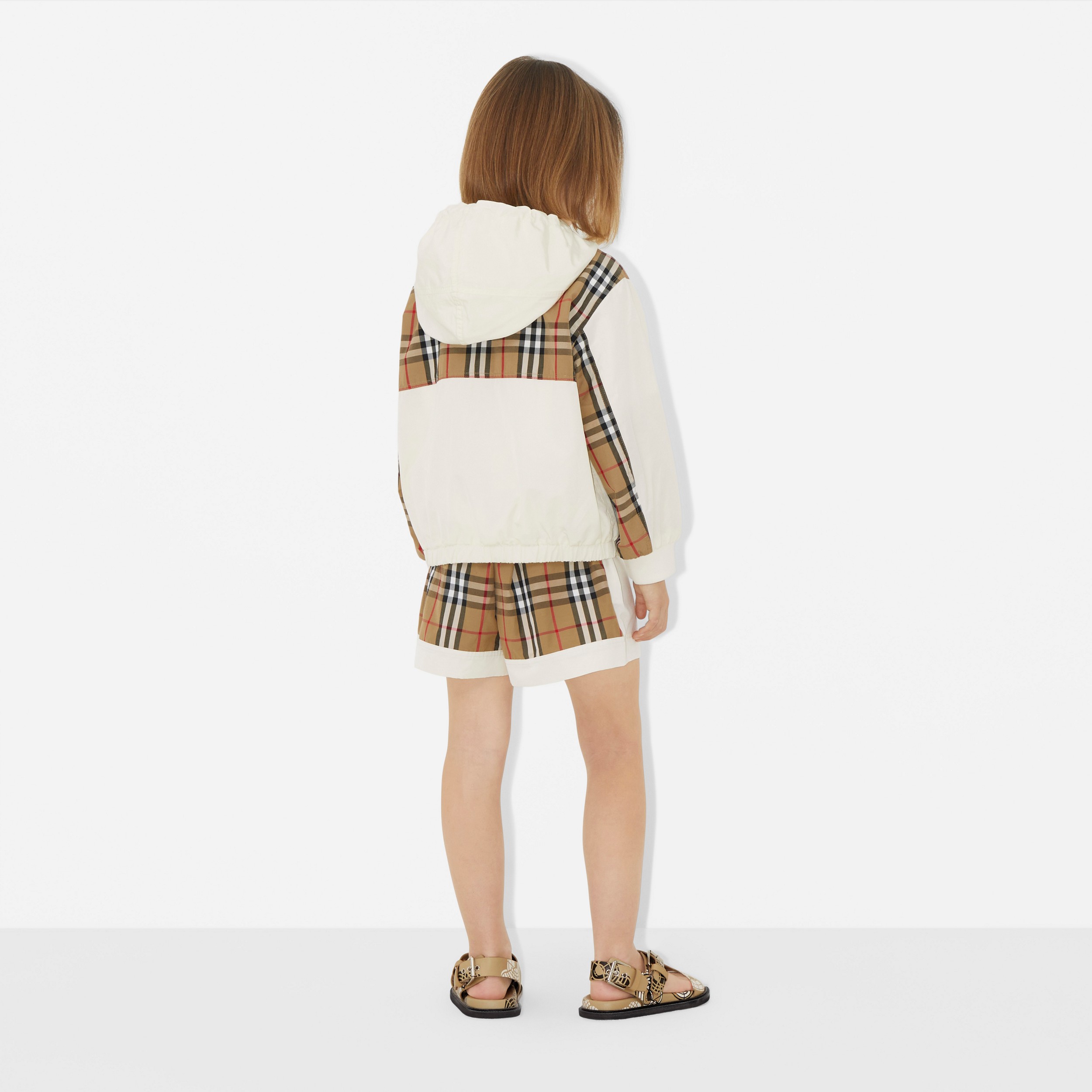 Vintage Check Panel Cotton Blend Shorts in Pale Cream | Burberry® Official - 3